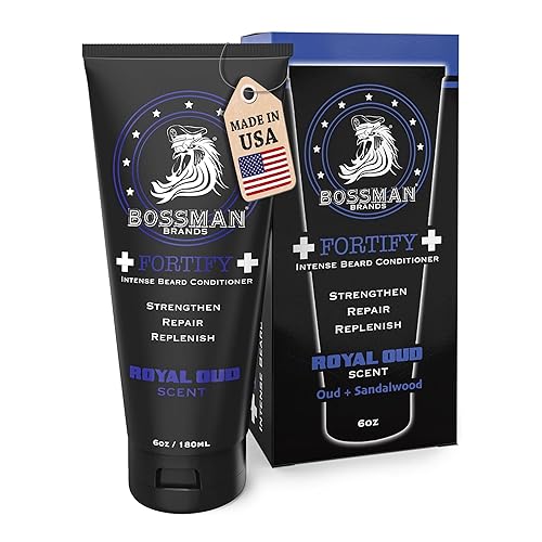Bossman Fortify Intense Beard Conditioner for Men (Royal Oud Scent) - Moisturizes, Replenishes & Protects with Natural Ingredients - Thicker Formula Beauty & Personal Care Bossman