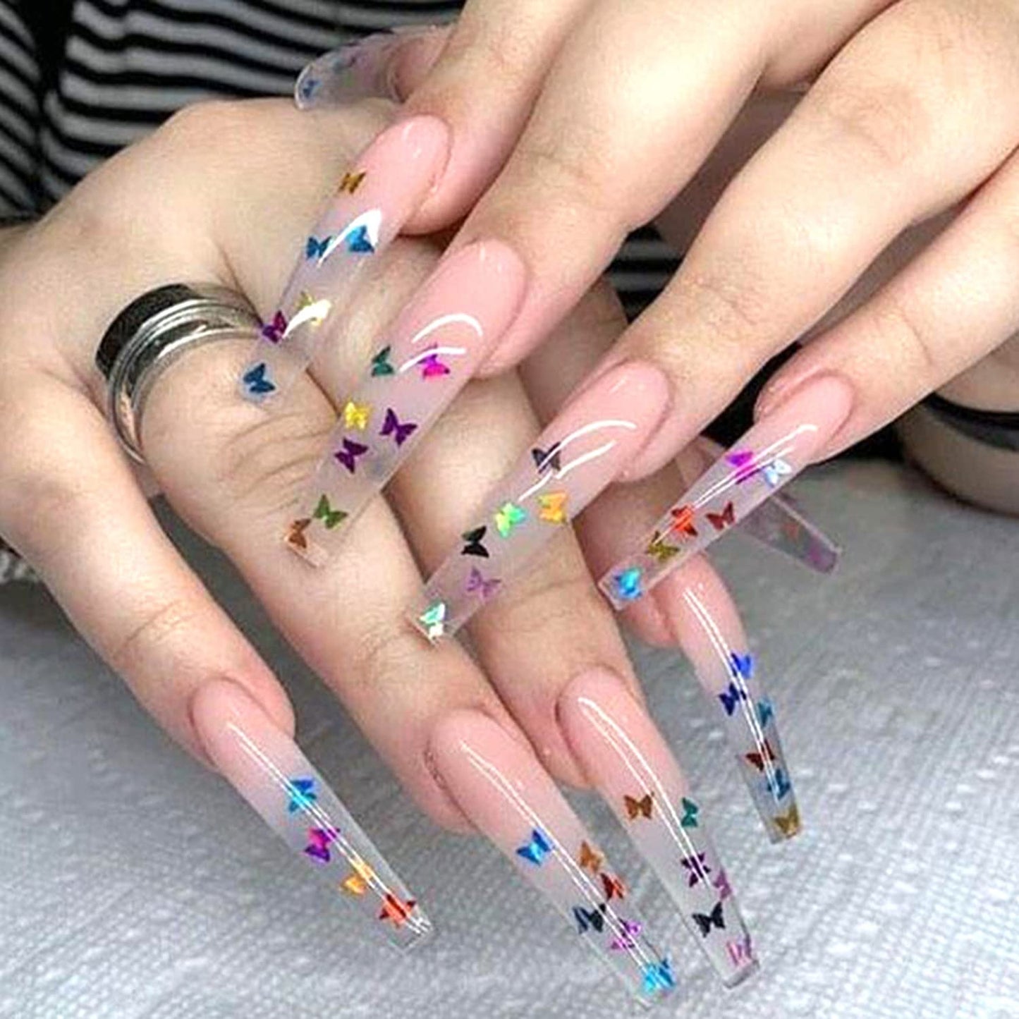 12 Colors Butterfly Nail Art Stickers Butterflies Nail Glitter Sequins 3D Art Accessories Butterfly Shape Flakes Powder Holographic Gold Red Pink Beauty & Personal Care TBRZTR