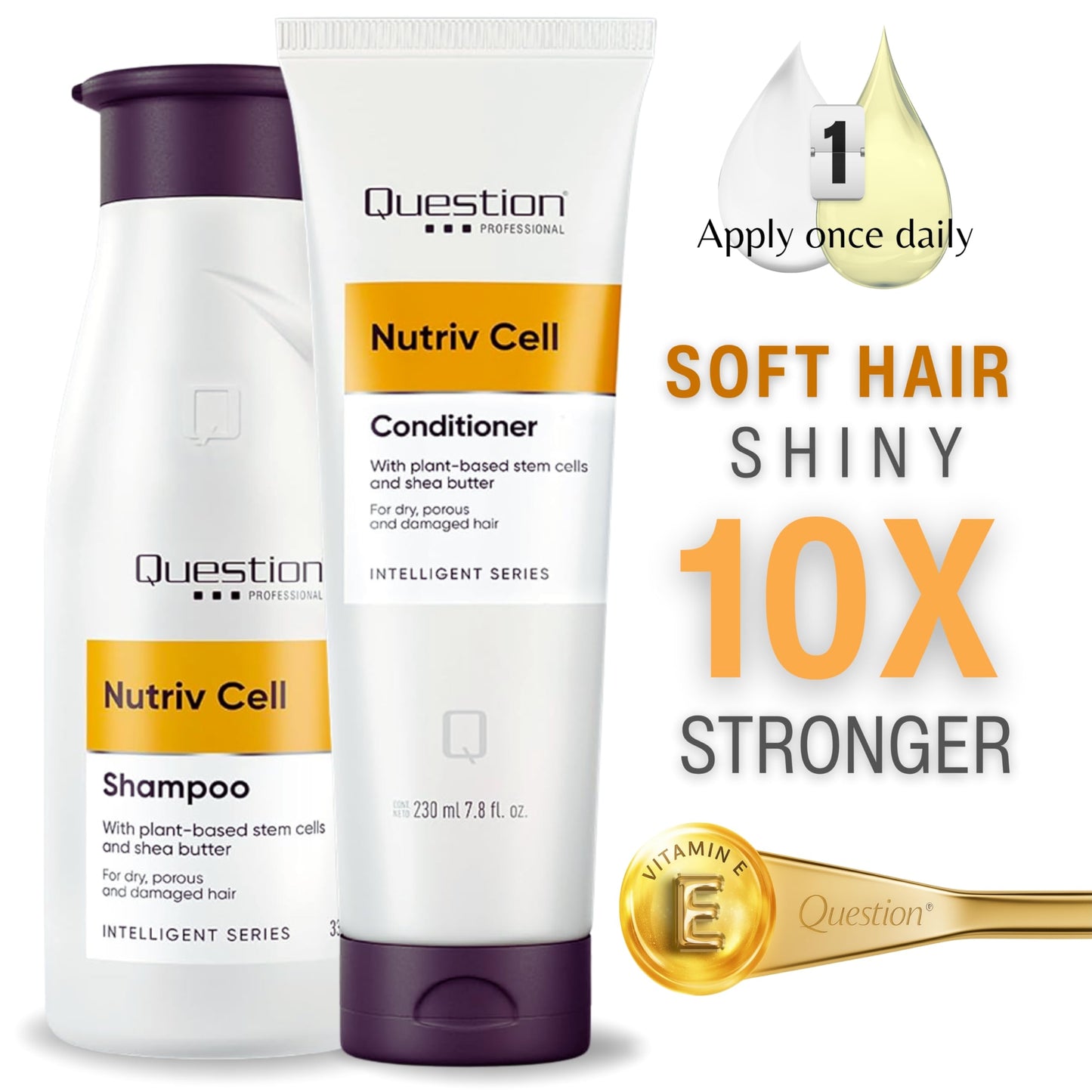 QUESTION PROFESSIONAL Sulfate Free Shampoo and Conditioner Set for Dry Damaged Hair with Shea Butter Plant Stem Cells Frizz Control Moisture Repair Beauty & Personal Care QUESTION PROFESSIONAL