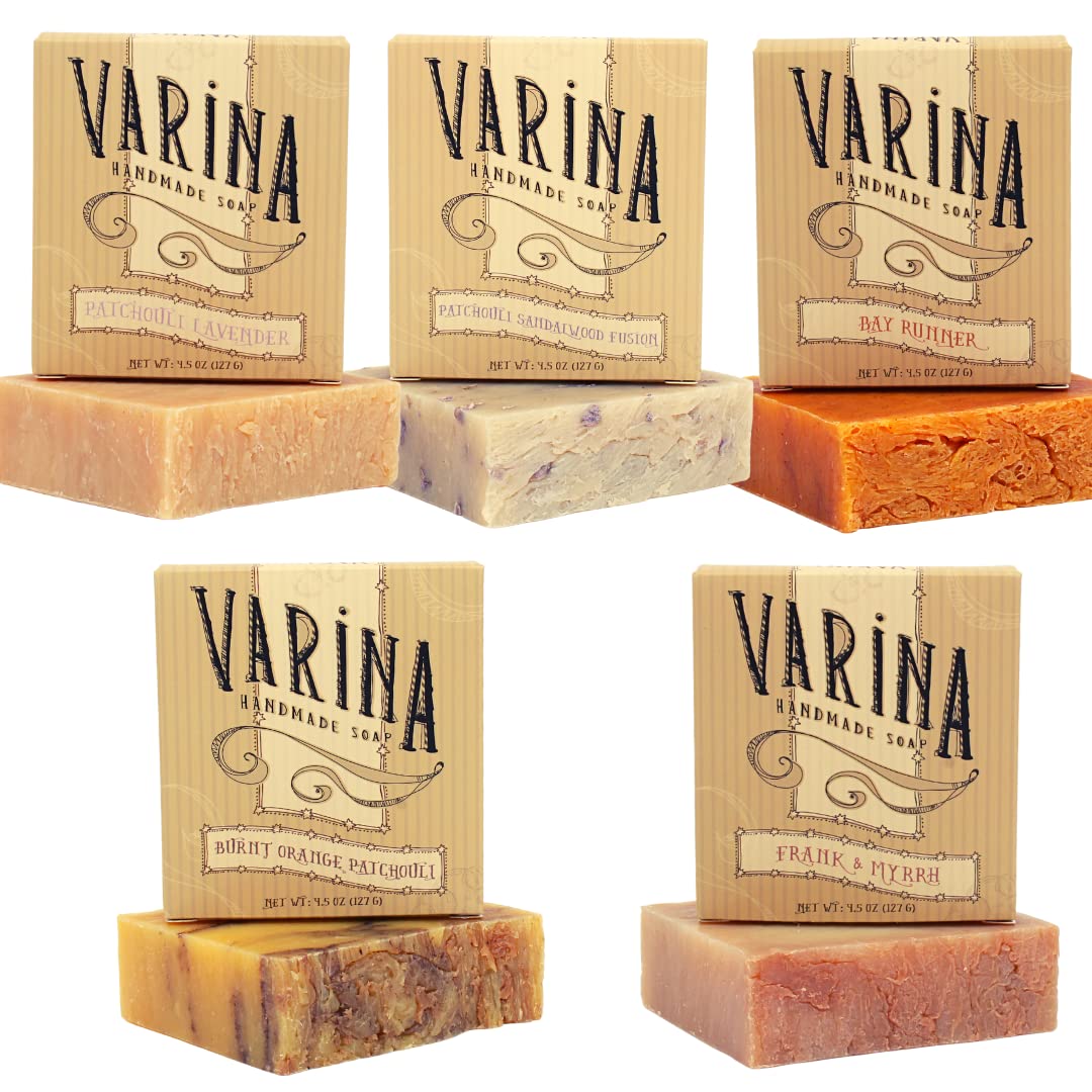Patchouli Soap Variety - 5 Pack - Gentle Cleansing for Sensitive Skin, Earthy Scents - Varina Handmade Soap Beauty & Personal Care Varina