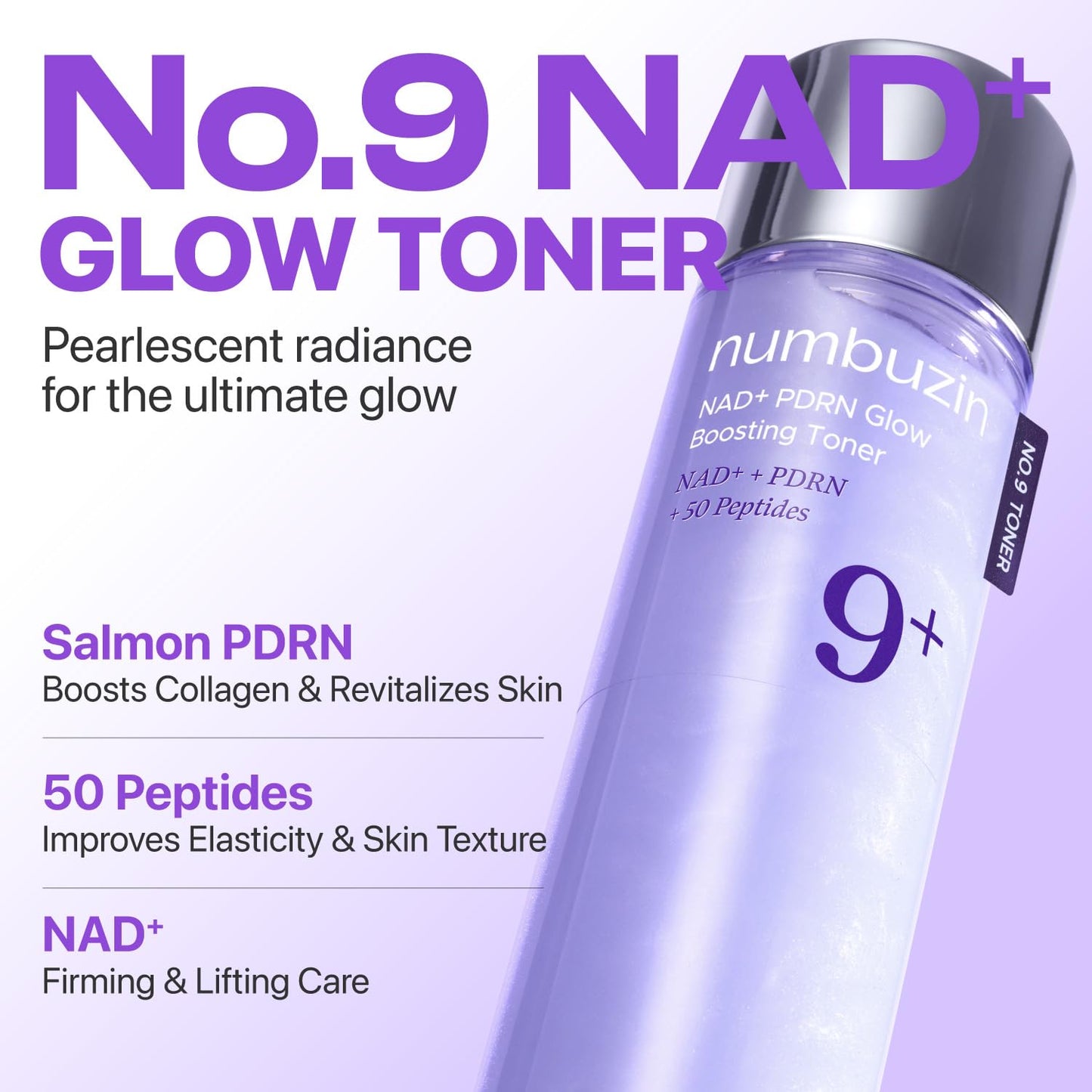numbuzin No.9 NAD+ Salmon PDRN Toner, Glass Skin Hydrating Toner with Peptides & Niacinamide, Instant Plumping, Firming & Anti-Aging Korean Skincare Beauty and Personal Care numbuzin