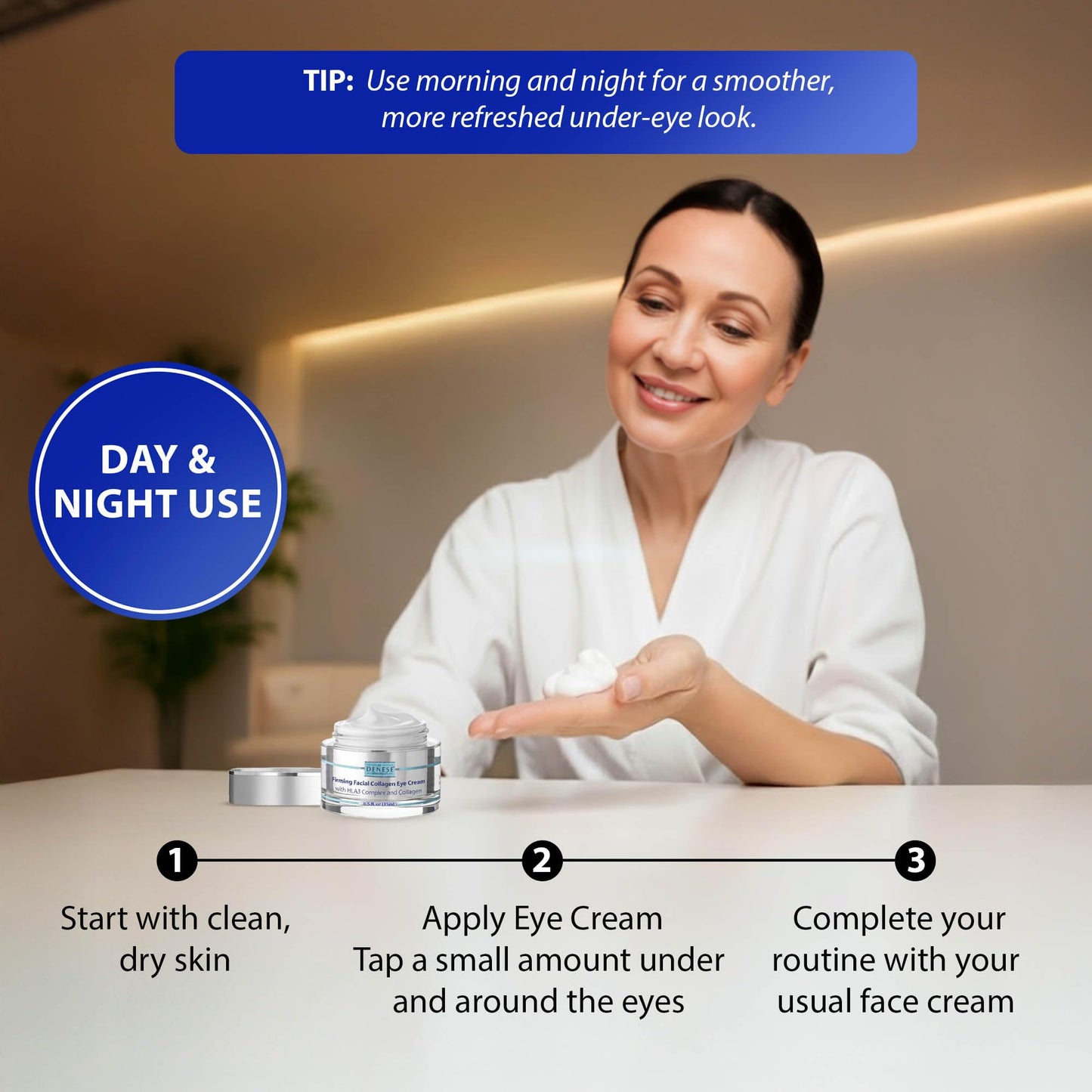 Dr. Denese SkinScience Firming Facial Collagen Eye Cream 0.5oz - Collagen, Hyaluronic Acid & Peptides for Smoother Under Eye Skin - Reduces Look Beauty & Personal Care Dr. Denese