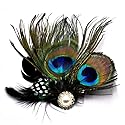 Aliotech Butterfly Peacock Feather Hair Clip with Artificial Pearl Rhinestones, 13.2*8cm - Bridal, Wedding & Party Hair Accessory Beauty & Personal Care Aliotech