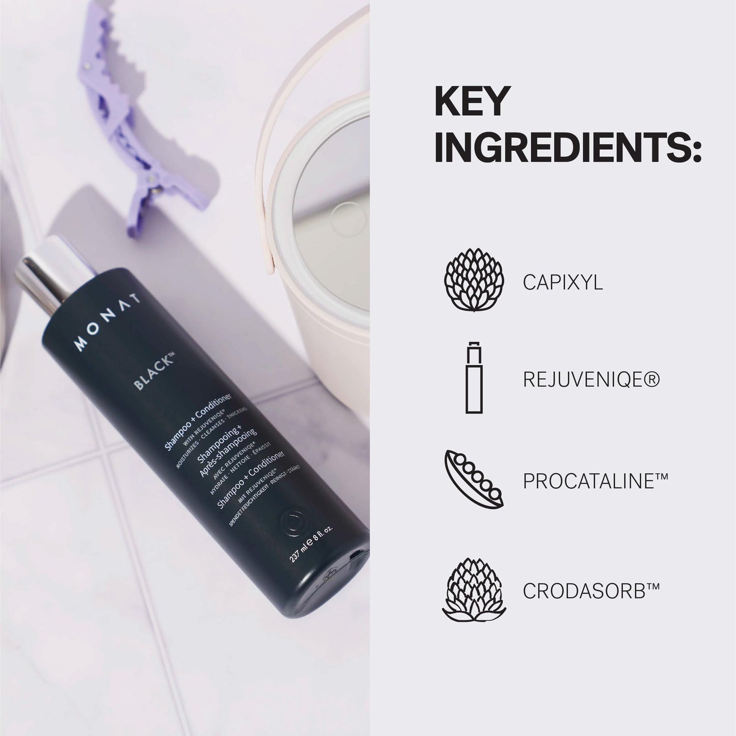 MONAT Black Shampoo + Conditioner - 3-Month Supply - A 2-in-1 Formula for Optimal Hair Care in One Step - Cleanses, Conditions, and Promotes Stronger Beauty & Personal Care MONAT