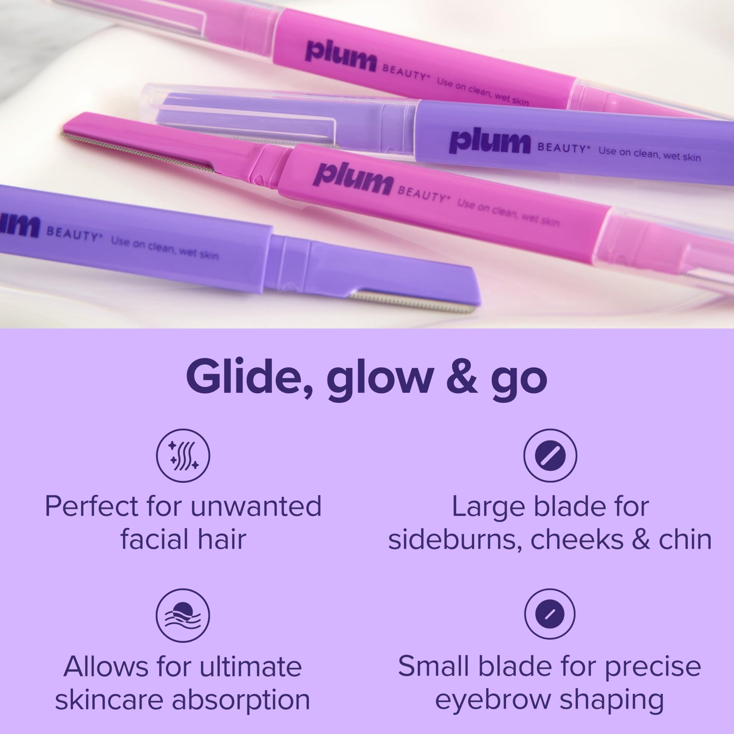 Plum Beauty Double-Sided Dermaplaning Razors (4-Pack) - Womens Facial Razors Beauty and Personal Care Plum Beauty