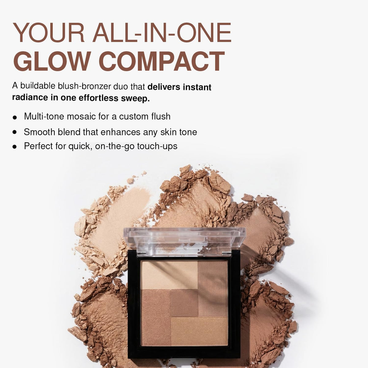 Palladio 2 In 1 Mosaic Powder Blush and Bronzer Silky Smooth Face Makeup Pressed Five Color Hues from Shimmering Pinks to Golden Browns Rich Pigmented Beauty & Personal Care Palladio