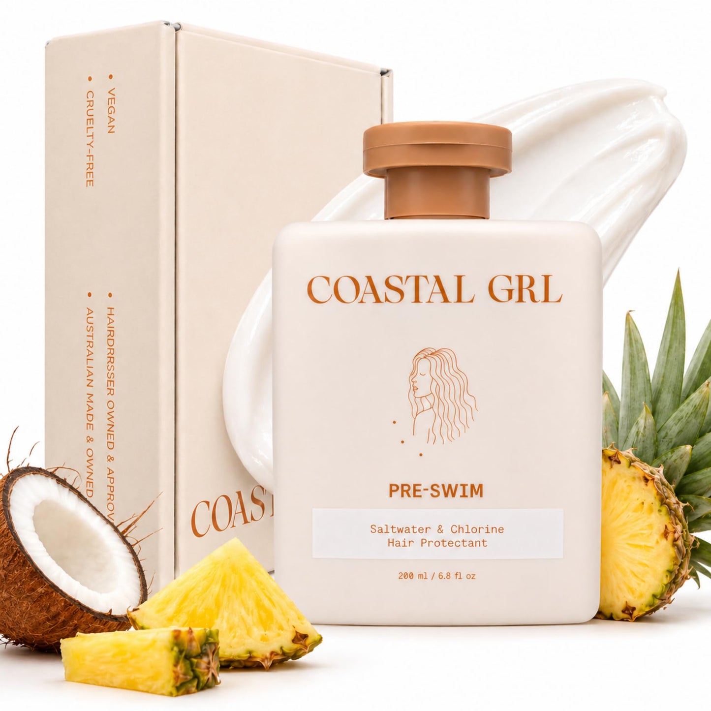 Coastal Grl PRE-SWIM Saltwater & Chlorine Hair Protectant, Leave In Conditioner for Swimming, Pool & Beach for Dry Frizzy, Color Treated Hair Beauty and Personal Care coastal grl