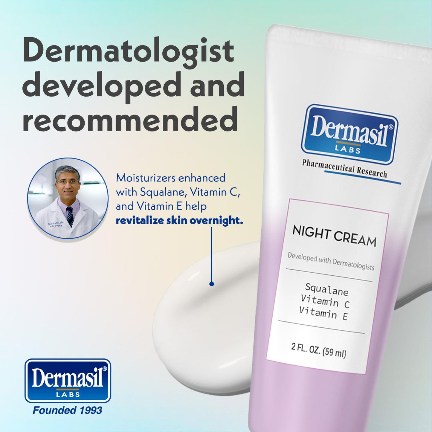 Dermasil Night Cream 3-Pack – Anti-Aging Face Moisturizer with Squalane, Hyaluronic Acid, Vitamin C, and Vitamin E, 2 Oz Ea Beauty & Personal Care Dermasil