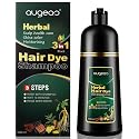 AUGEAS 500ML Black Permanent Hair Color Shampoo, 3 IN 1 Organic Herbal Fast Coloring Shampoo for Men and Women to Cover Grey/White Hair (BLACK) Beauty & Personal Care Maani Essence