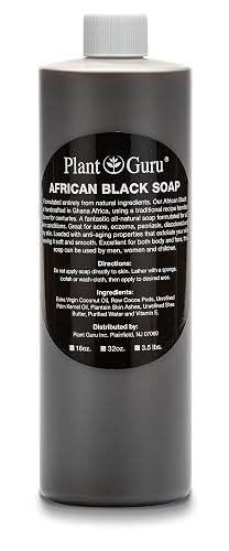 Plant Guru African Black Soap Liquid 16 fl. oz. - Pure & Natural Traditional Skincare for Face, Body & Hair | Handmade Cleanser for All Skin Types Beauty & Personal Care Plant Guru