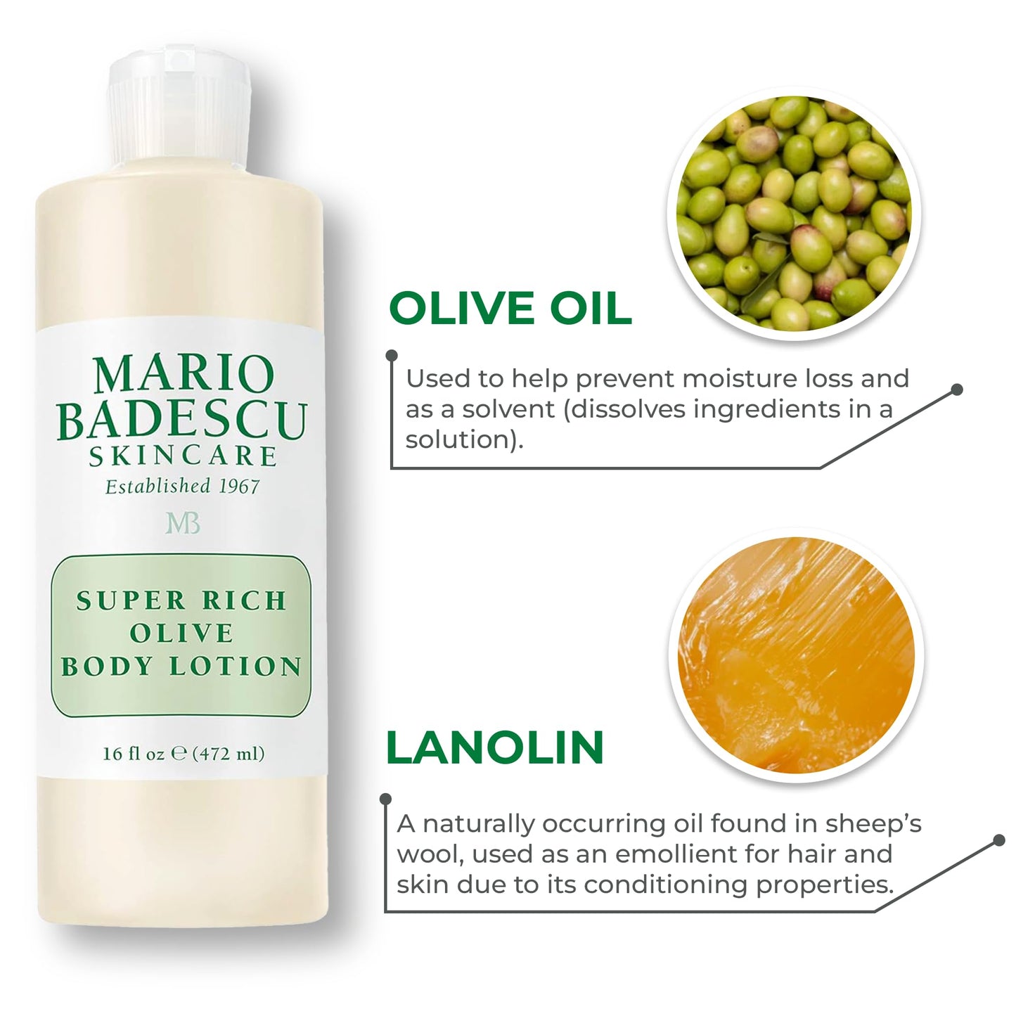 Mario Badescu Super Rich Olive Body Lotion for Dry Skin, Non-Greasy and Creamy Moisturizer Infused with Olive Oil, Ideal for All Skin Types, 16 Fl Oz Beauty & Personal Care Mario Badescu