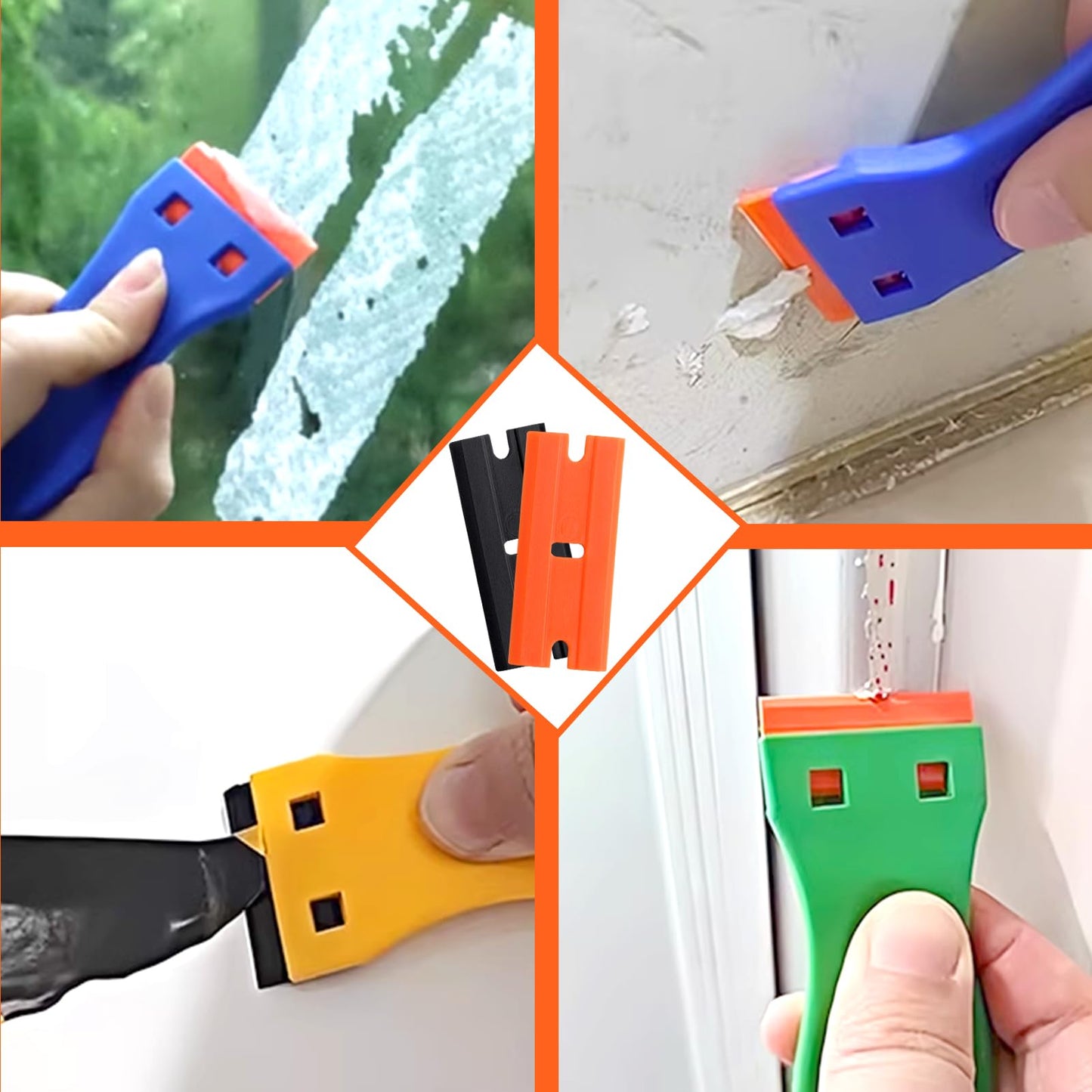 SPEEDWOX 200Pcs Plastic Razor Blades Double Edged Plastic Blades Plastic Scraper Blades Safety Glass Scraper Easy Replacement for Removing Labels Beauty and Personal Care SPEEDWOX