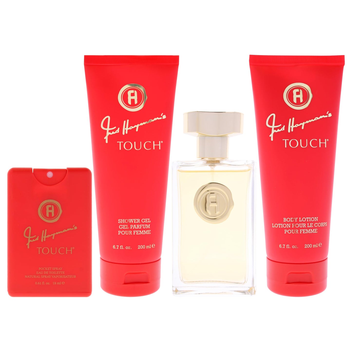 Touch by Fred Hayman for Women - 4 Pc Gift Set 3.4oz EDT Spray, 0.61oz EDT Spray, 6.7oz Body Lotion, 6.7oz Shower Gel Beauty & Personal Care Fred Hayman