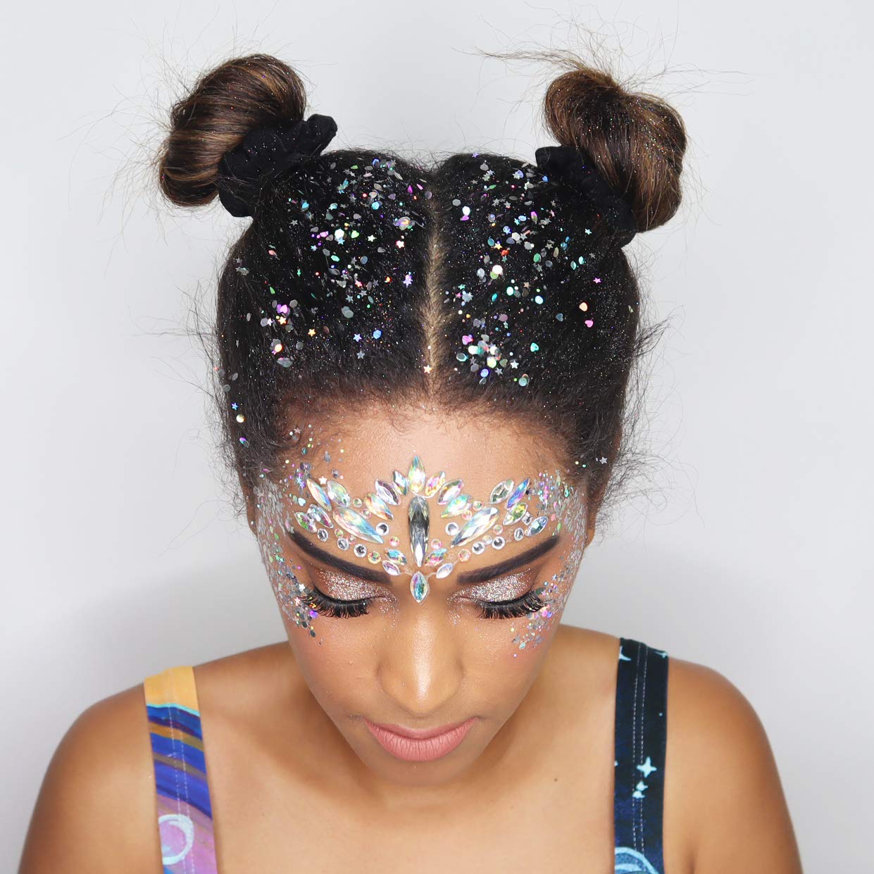 Holographic Silver - Face & Body Glitter - Chunky Glitter - Uses Include: Holidays, Cheerleading, Festival, Rave, Hair, Makeup, Face, Body, Nails Beauty & Personal Care Electric Bliss Beauty