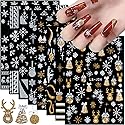 Christmas Nail Art Stickers, Snowflake Nail Decals 3D Self-Adhesive Gold Silver White Snowflake Elk Bell Xmas Tree Winter Nail Design DIY Christmas Beauty & Personal Care Qdsuh