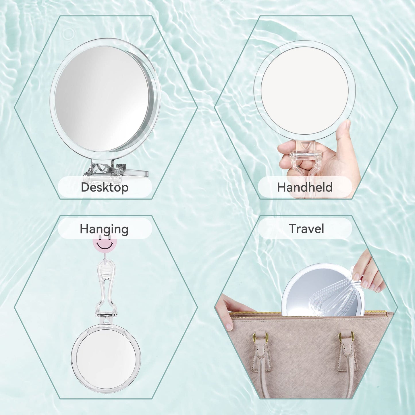B Beauty Planet 30X Magnifying Hand Mirror, 5 Inch Diameter, Portable & Foldable, Double-Sided (30X/1X), Modern Silver Frame, Perfect for Makeup Beauty and Personal Care B Beauty Planet