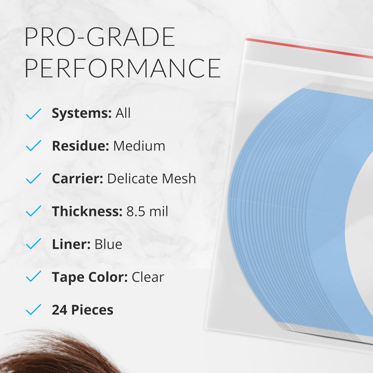 Walker Tape Blue Liner Lace Front Support Tape CC Contour 5" Super Wide Tabs, Double Sided Wig Tape for Lace Wigs, Toupees, and Tape in Hair