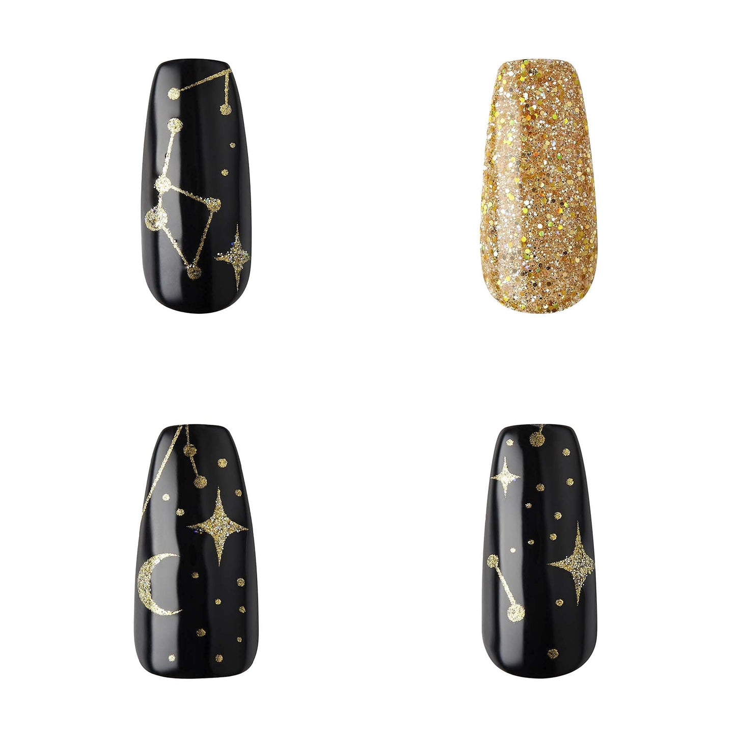 Gold Finger Gel Glam Design Nail Press On Nails, Gel Nail Kit, Polish Free Manicure Long Length (GD16)… Beauty & Personal Care Goldfinger
