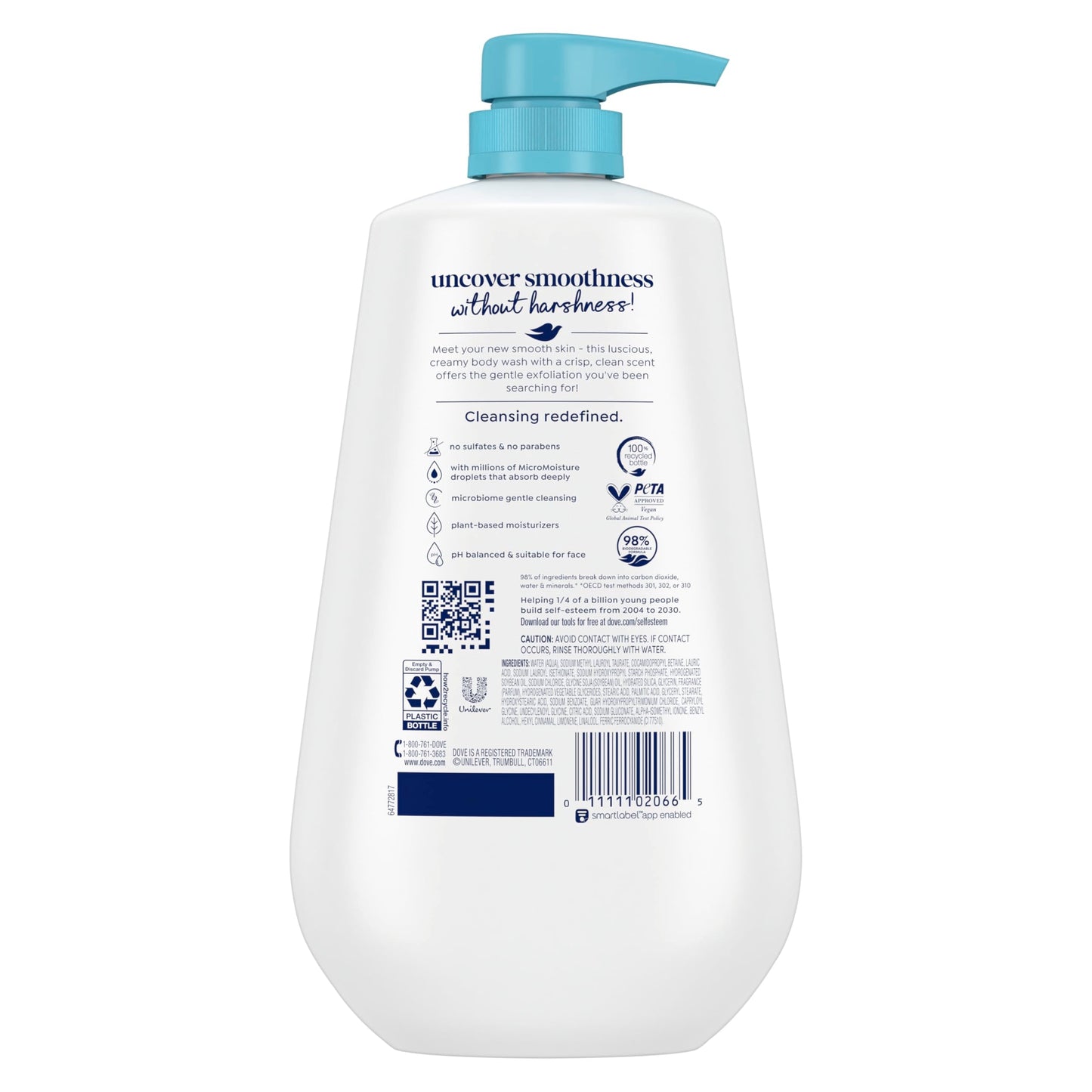 Dove Body Wash with Pump Gentle Exfoliate with Sea Minerals For 24hr Lotion-Soft Skin Moisturizing Skin Cleanser with No Sulfates No Parabens 30.6 oz Beauty & Personal Care Dove