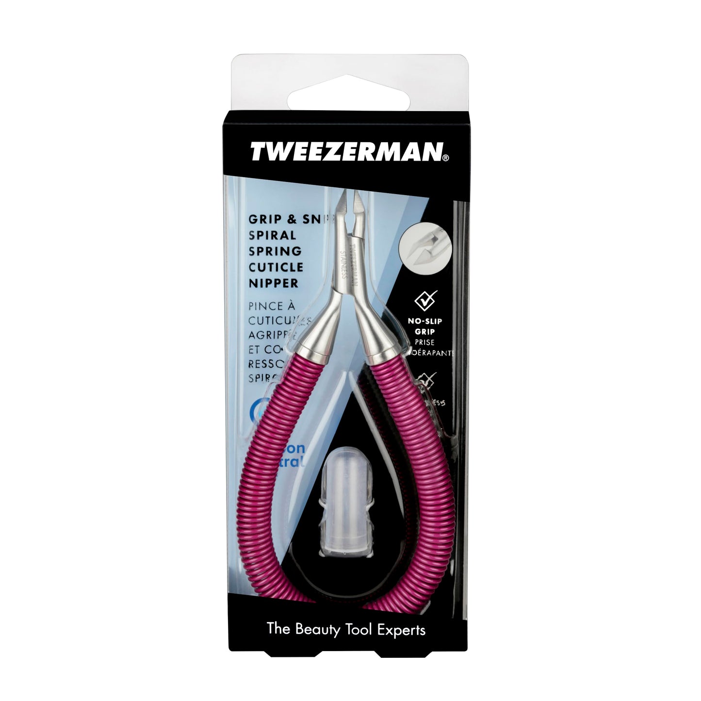 Tweezerman Stainless Steel Grip & Snip Spiral Spring Cuticle Nipper (Assorted Colors) Beauty & Personal Care Tweezerman