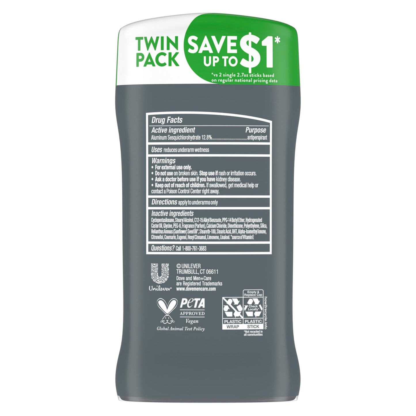 Dove Men+Care Extra Fresh Men's Antiperspirant Deodorant Stick Extra Fresh Twin pack With 72-hour sweat & odor protection with 1/4 Moisturizing Cream Beauty and Personal Care DOVE MEN + CARE