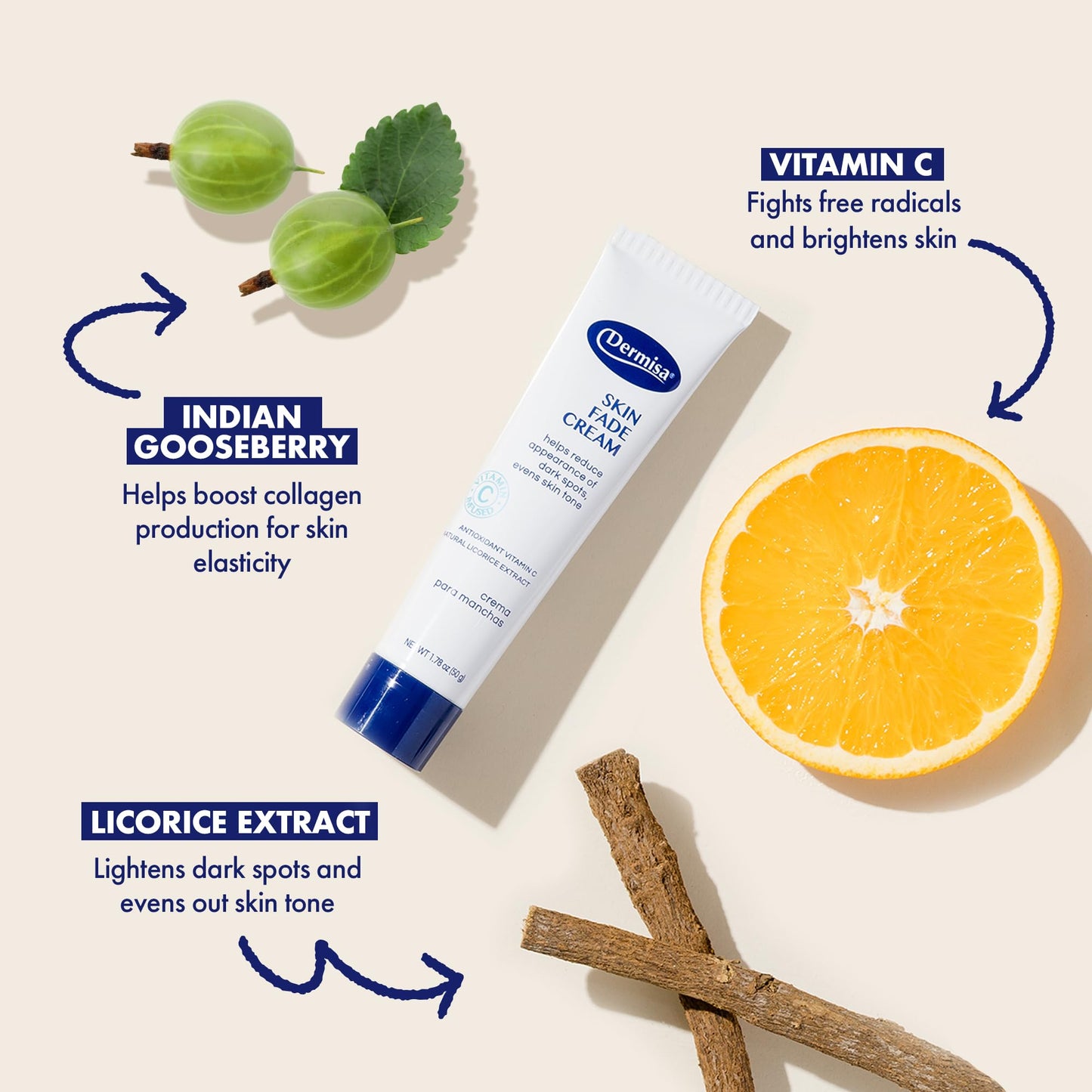 Dermisa Skin Fade Cream with Vitamin C, Licorice and Emblica - Dark Spot Corrector and Face Moisturizer for Sun Spots, Age Spots and Freckles - 1.78 Beauty & Personal Care Dermisa