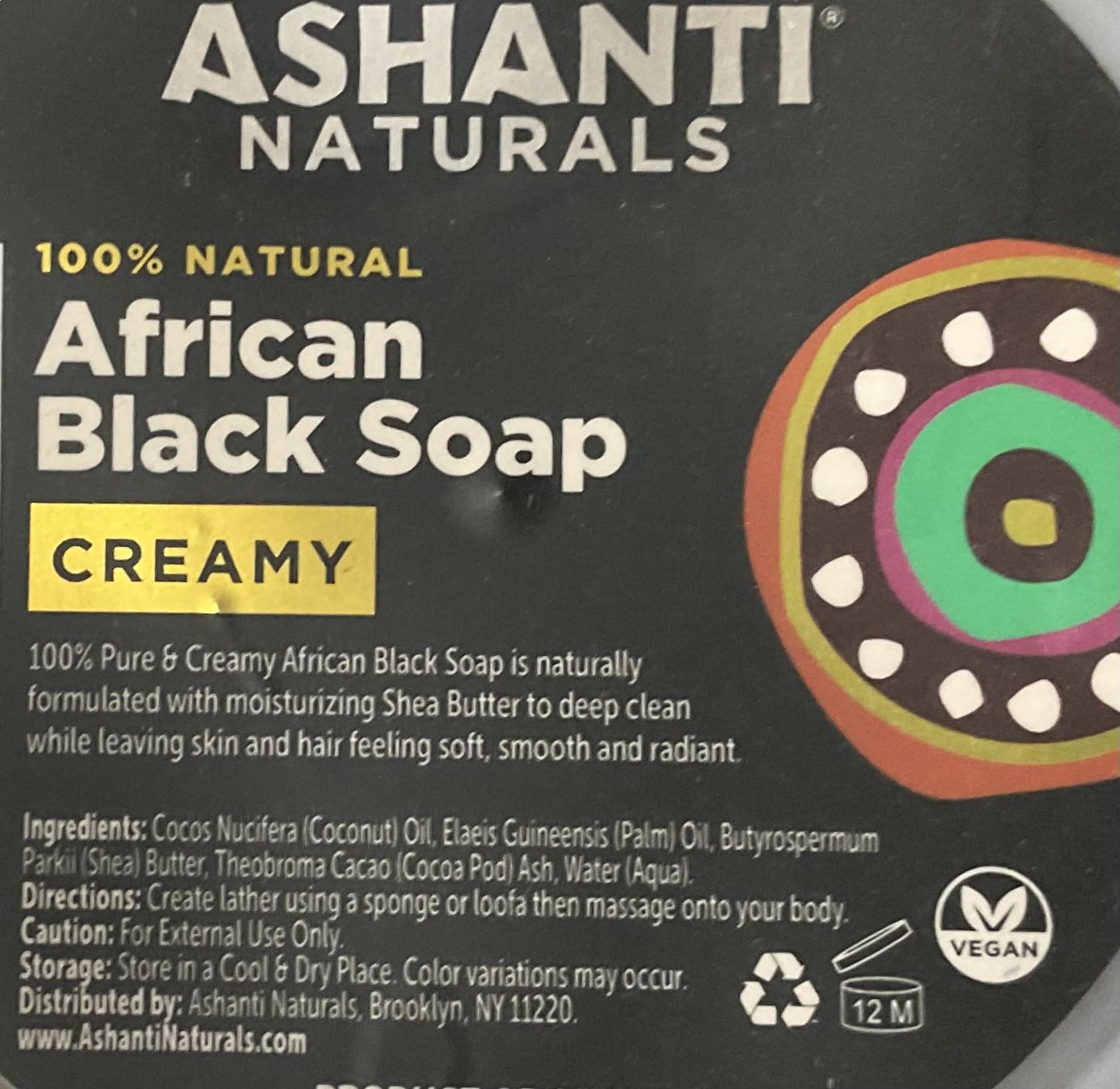 Ashanti Naturals 100% AFRICAN CREAMY BLACK SOAP, 8 OZ. Beauty & Personal Care Ashanti Naturals
