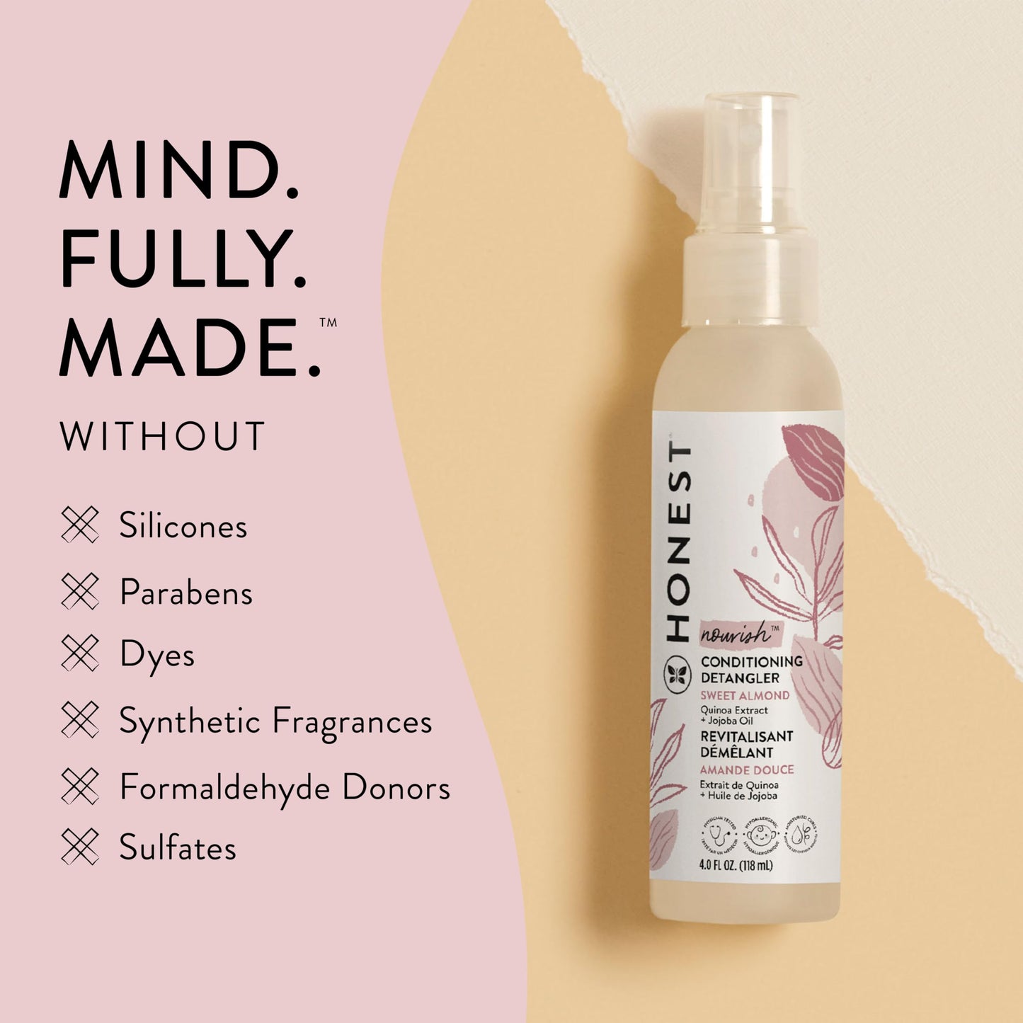 The Honest Company Conditioning Hair Detangler Leave-in Conditioner and Fortifying Spray, Tear Free, Cruelty-Free, Hypoallergenic, Almond Nourishing Beauty & Personal Care The Honest Company