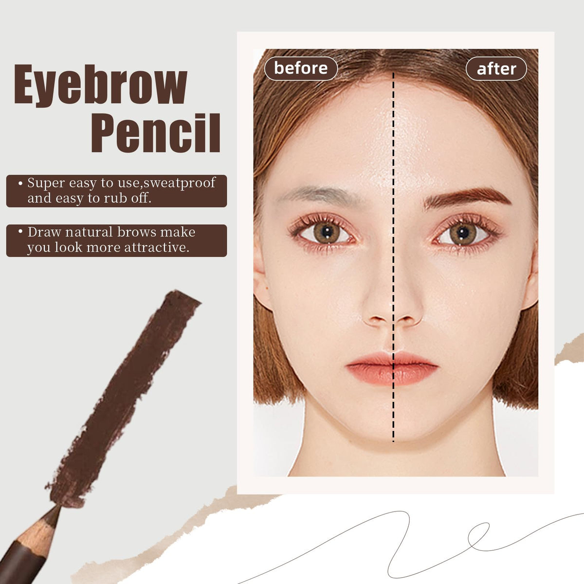 Go Ho 12 PCS Brown Eyebrow Eyeliner Pencils,Sweatproof Eyebrow Pencil,Long-lasting Nice Color Eye Brow Gel Pen Makeup Brow Tint Sticks?Medium Brown? Beauty & Personal Care Go Ho
