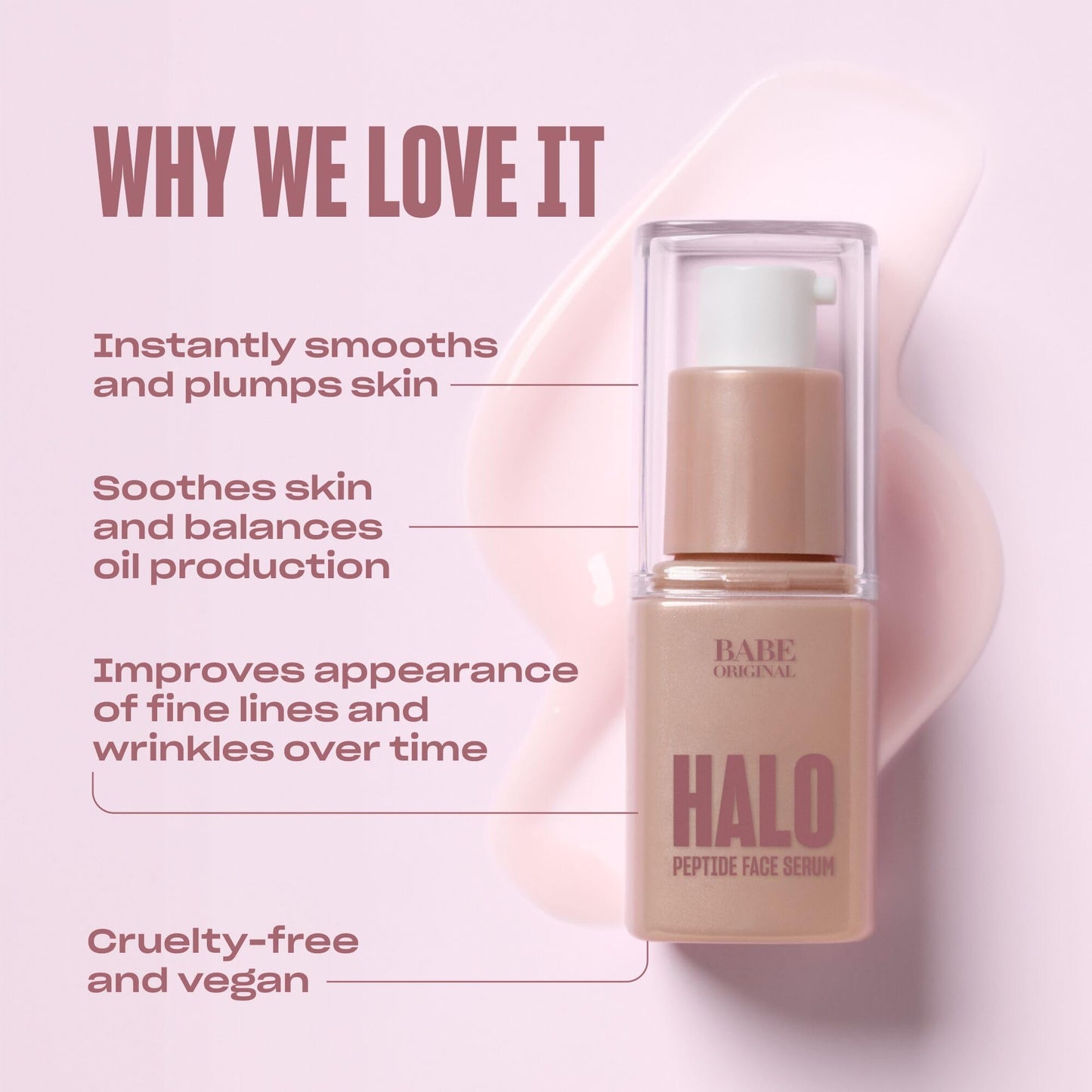 Babe Original Halo Peptide Face Serum for Women, Face Moisturizer Face Cream for Hydrated, Plump & Soothed Skin with Pink Root Extract, Hyaluronic Beauty & Personal Care BABE ORIGINAL