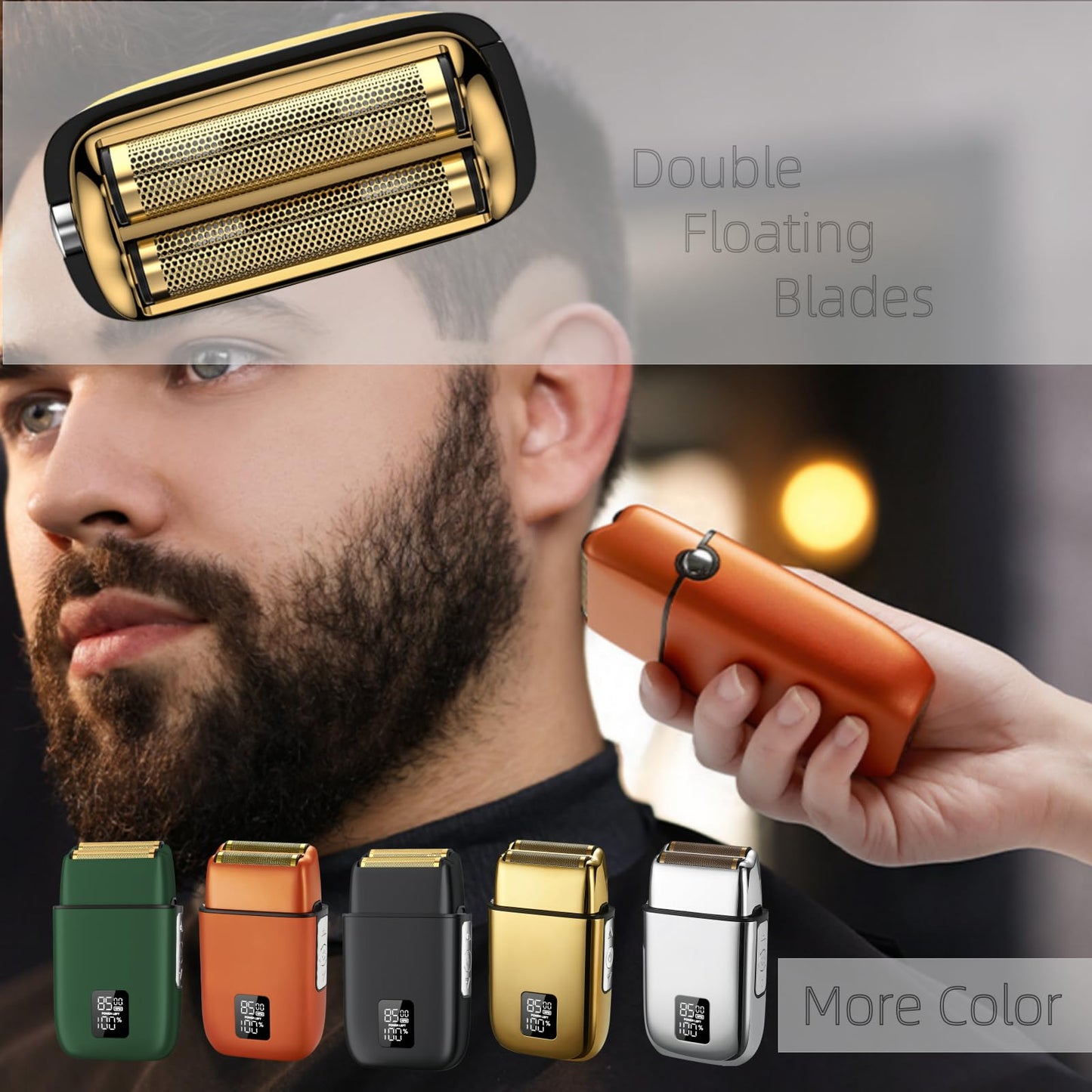 Supercap - Electric Foil Shaver for Men, Portable Electric Razor with Double Floating Blade, 3 Speeds, USB Rechargeable, LED Display, Waterproof Beauty and Personal Care Supercap