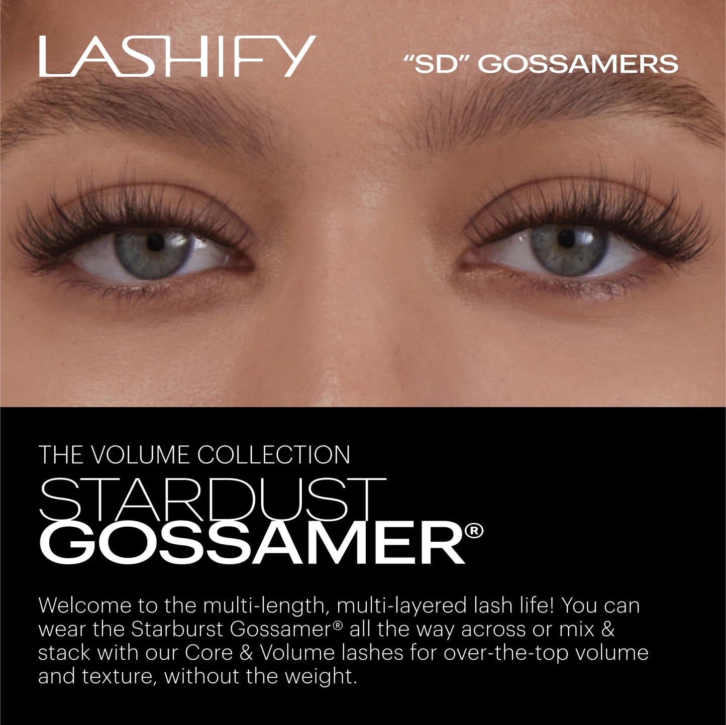 Lashify Stardust 12mm Gossamer DIY Eyelash Extensions Refill, The Multi-Length Multi Layered Lash, Thin Fibers of the Classic "C" Style, Black, Easy Beauty & Personal Care Lashify
