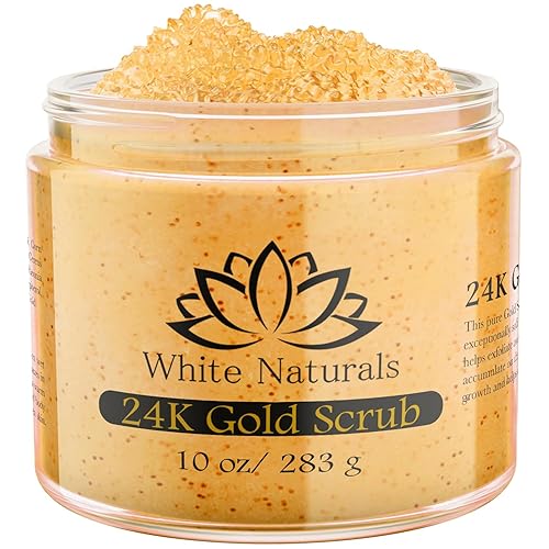 24K Gold Body Scrub, Natural Exfoliating Face Sugar Scrub With Anti-Aging Properties, Pure Skin Moisturizer, Reduce Wrinkles Deep Pore Cleansing Beauty & Personal Care White Naturals
