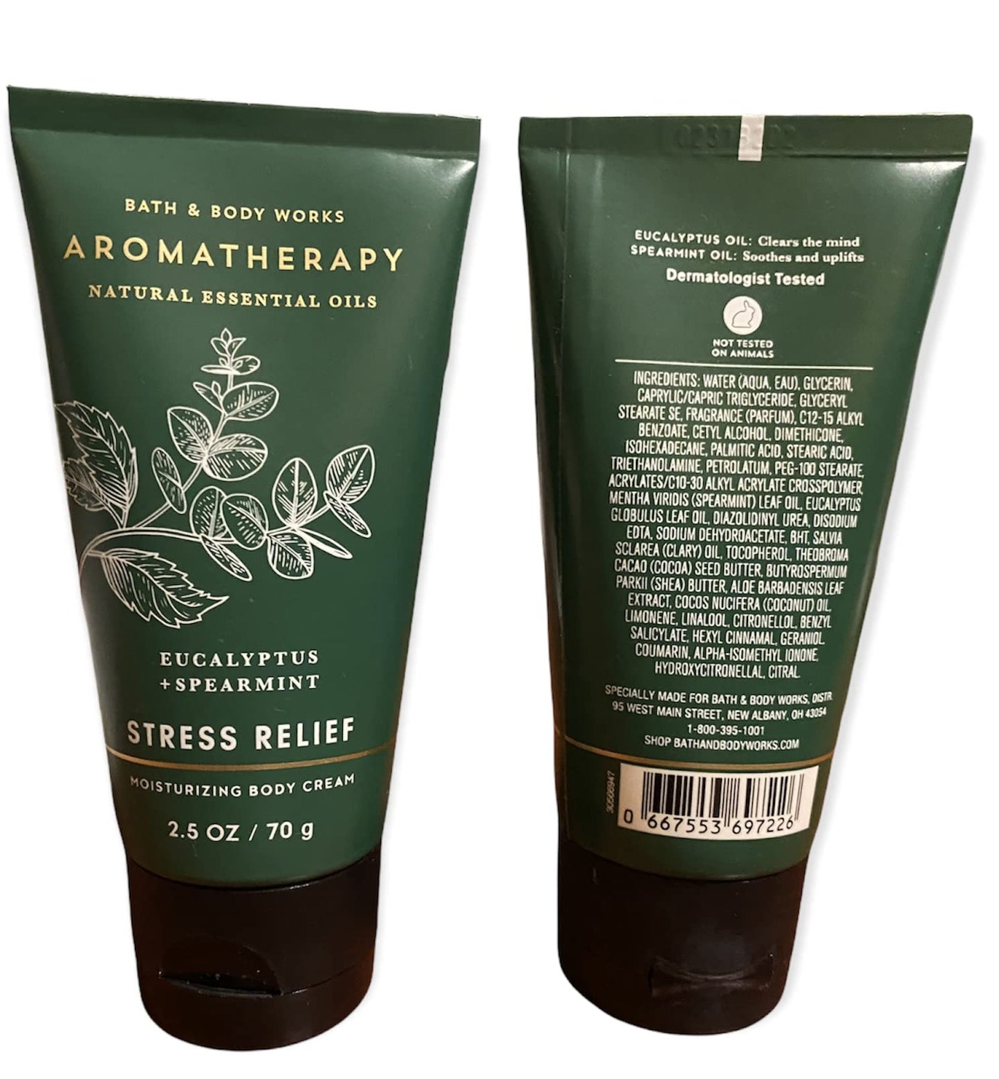 Bath and Body Works 2 Piece Pack Aromatherapy Eucalyptus Spearmint Stress Relief Travel Size ( 2.5 oz / 57 g Each) Body Cream Beauty & Personal Care Bath & Body Works