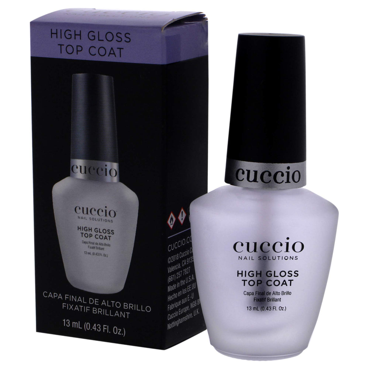 Cuccio Colour High Gloss Nail Top Coat - Developed With UV Absorbers To Help Protect The Nail Colour - Flexible Chip Resistant Protective Coating