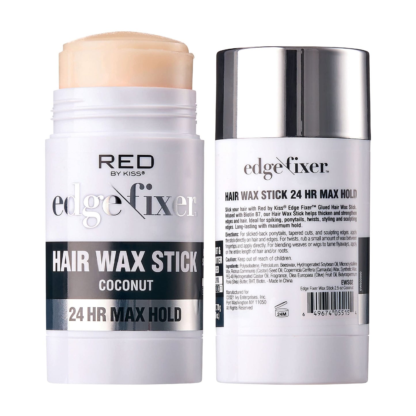 Red by Kiss Hair Wax Stick 24HR Max Hold Edge Fixer Edge Control Pomade Non-Sticky, Non-Oily Flake Free Hair Styling Wax (Coconut) Beauty & Personal Care Red by Kiss