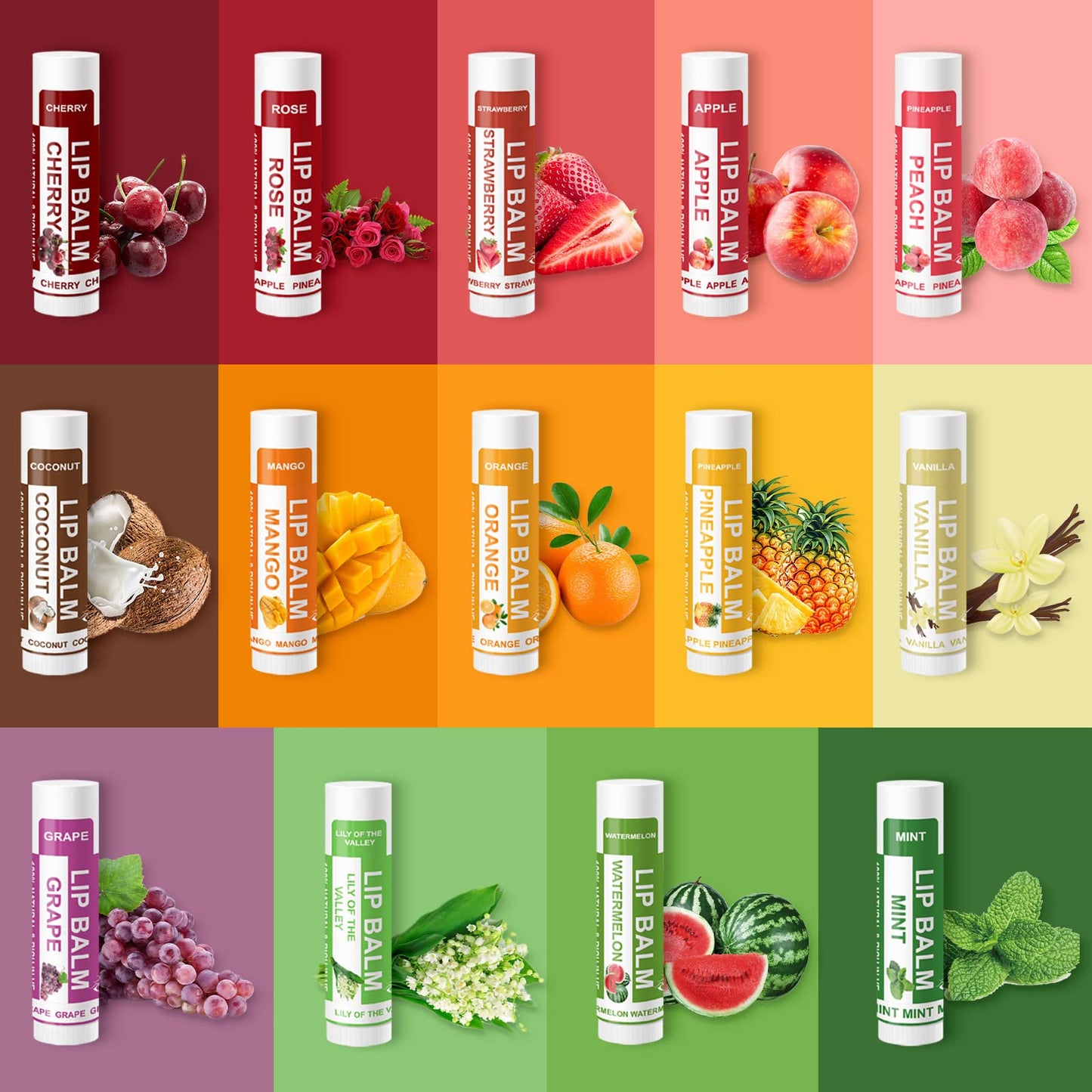 Yopela 14 Pack Natural Lip Balm in Bulk with Vitamin E and Coconut Oil - Moisturizing, Soothing, and Repairing Dry and Chapped Lips Valentine's Gift Beauty and Personal Care Yopela
