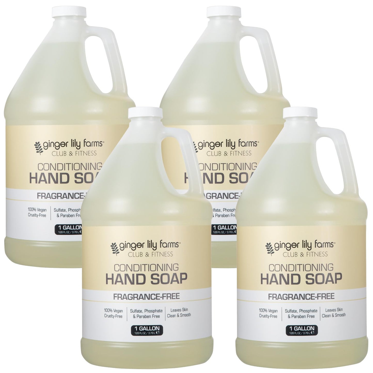 Ginger Lily Farms Club & Fitness Conditioning Liquid Hand Soap Refill, 100% Vegan & Cruelty-Free, Fragrance Free, 1 Gallon (Pack of 4) Beauty & Personal Care Ginger Lily Farms