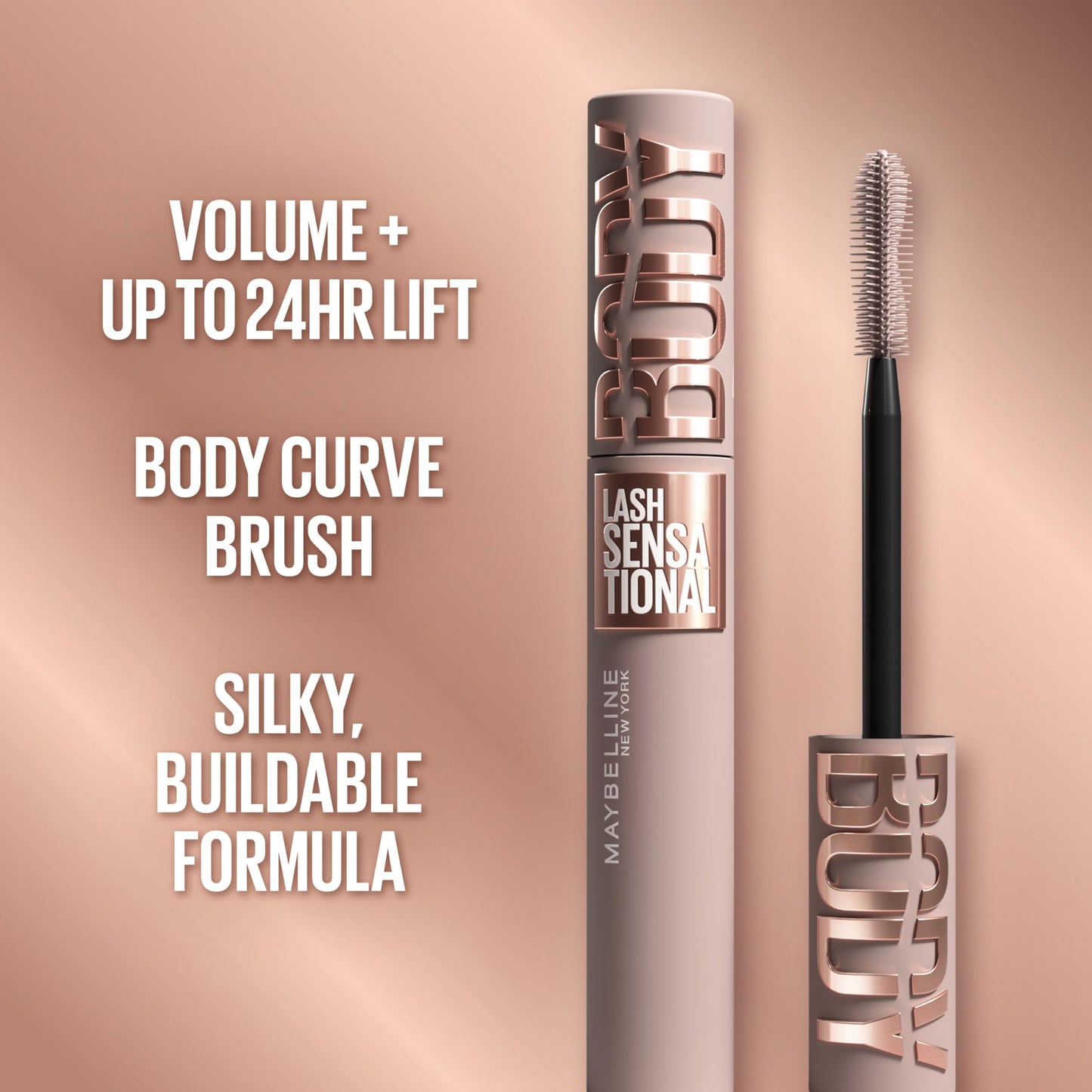 Maybelline Lash Sensational Body Washable Mascara, Volume and Length Formula for 24HR Lash Lift, Smudge and Clump-Resistant, Brownish Black Beauty & Personal Care MAYBELLINE