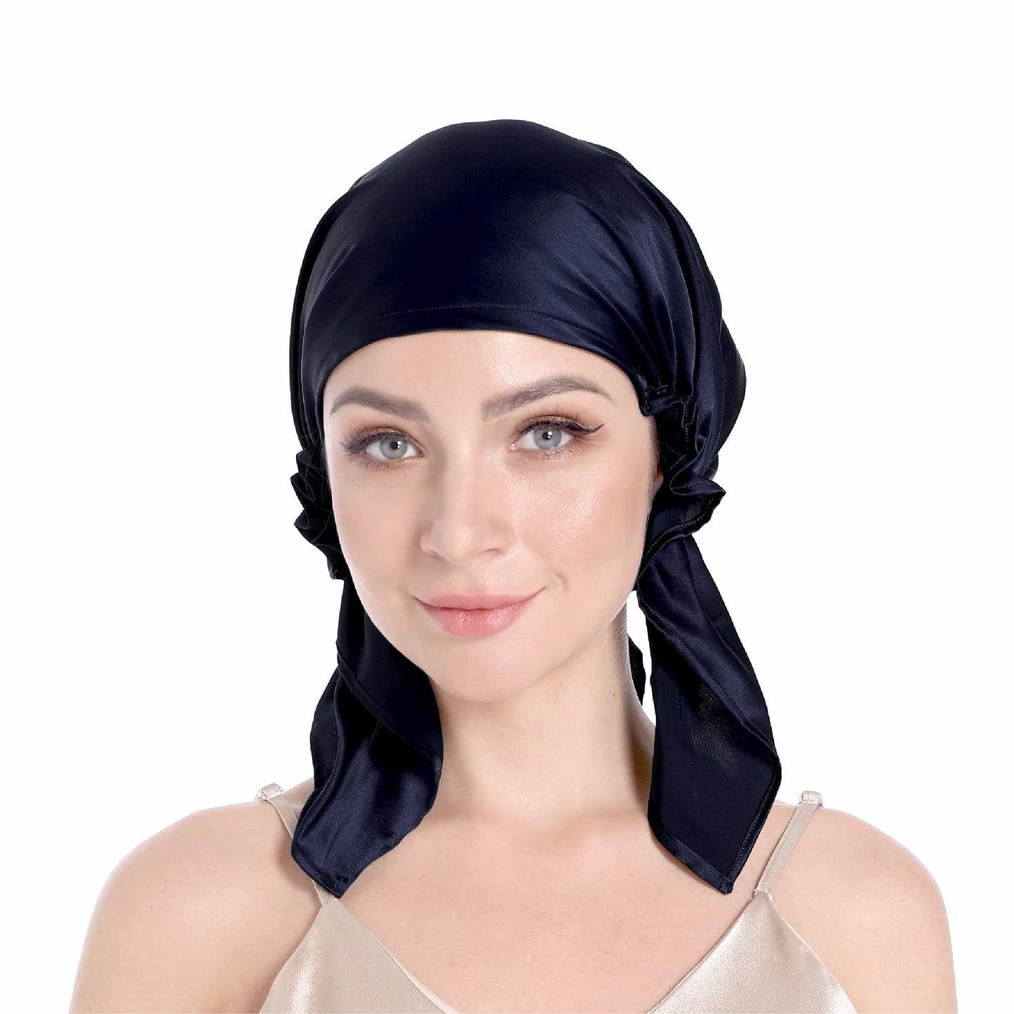 SissiLita Women's Silk Sleep Cap, Large Deep Royal Navy Hair Bonnet for Curly Hair, Moisture Wicking, Lightweight Beauty & Personal Care SissiLita