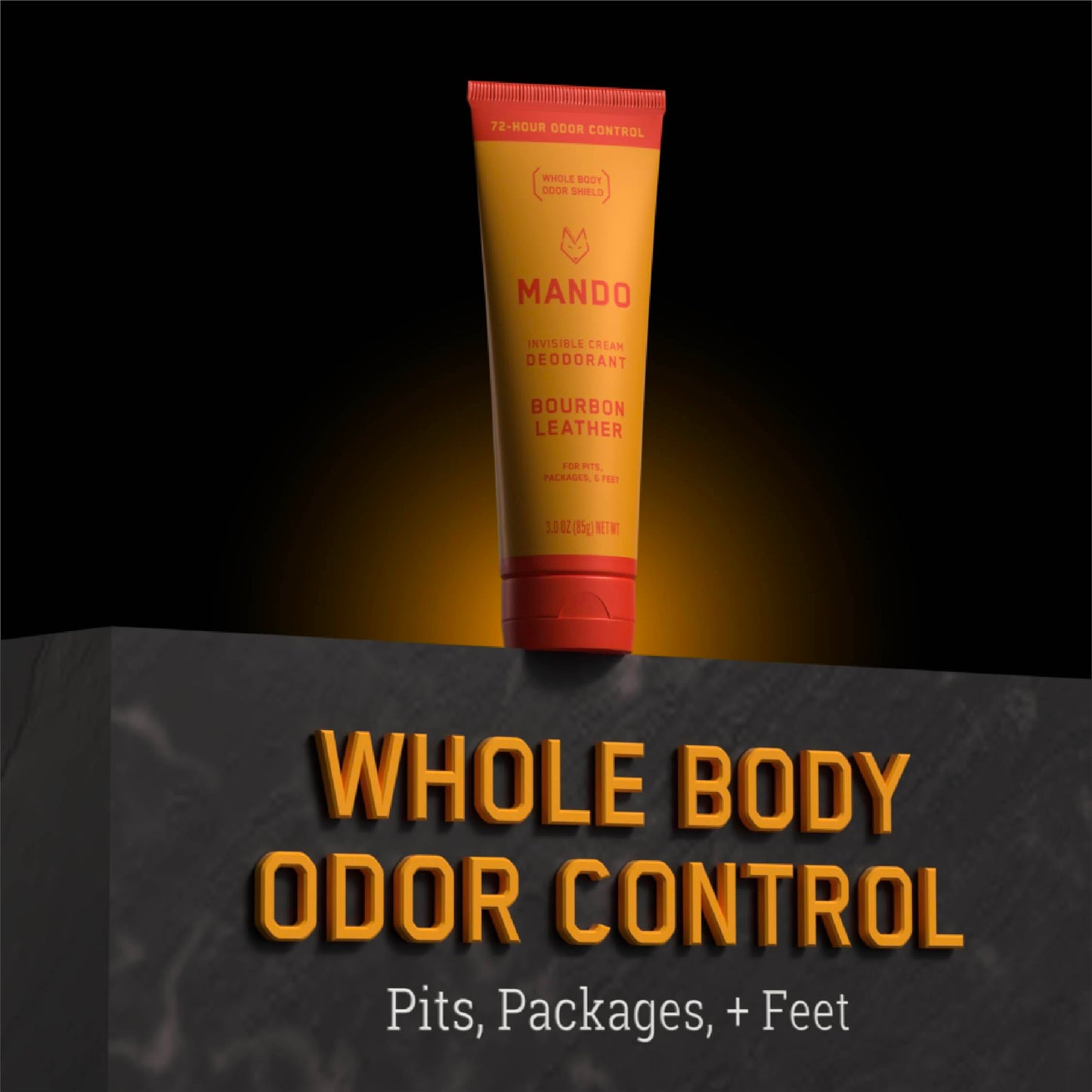 Mando Whole Body Deodorant For Men - Invisible Cream - 72 Hour Odor Control - Aluminum Free, Baking Soda Free, Skin Safe - 3 Ounce Tube (Bourbon Beauty and Personal Care Mando