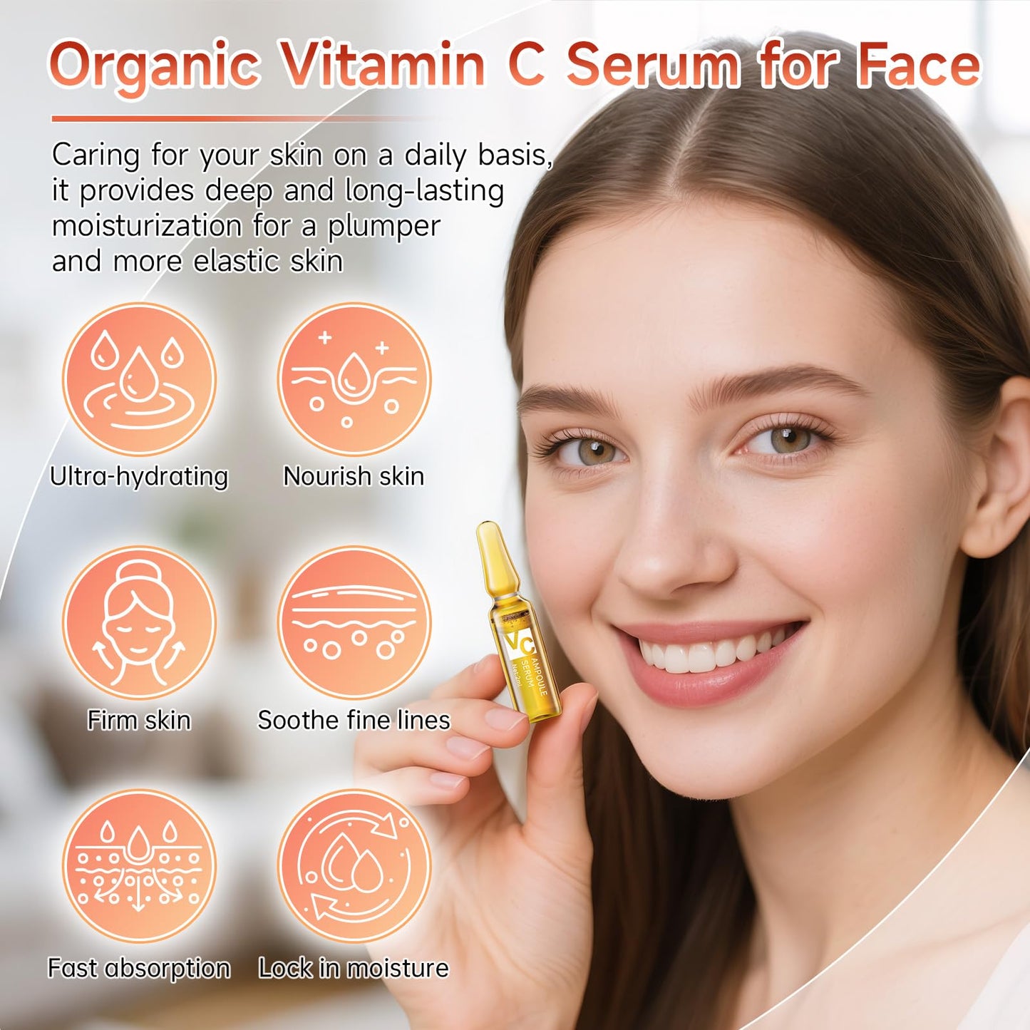 Vitamin C Face Serum, Hyaluronic Acid + Niacinamide + Ascorbic Acid, Anti Aging Facial Serum Ampoules for Wrinkles, Firmness & Moisturizing, Organic Beauty & Personal Care mopayzer