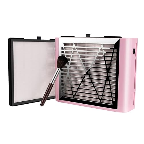 BRANTMAKER Nail Dust Collector with Brush and 2 Reusable Filters, 60W Vacuum Dust Fan for Acrylic Nails (Pink) Beauty & Personal Care BRANTMAKER