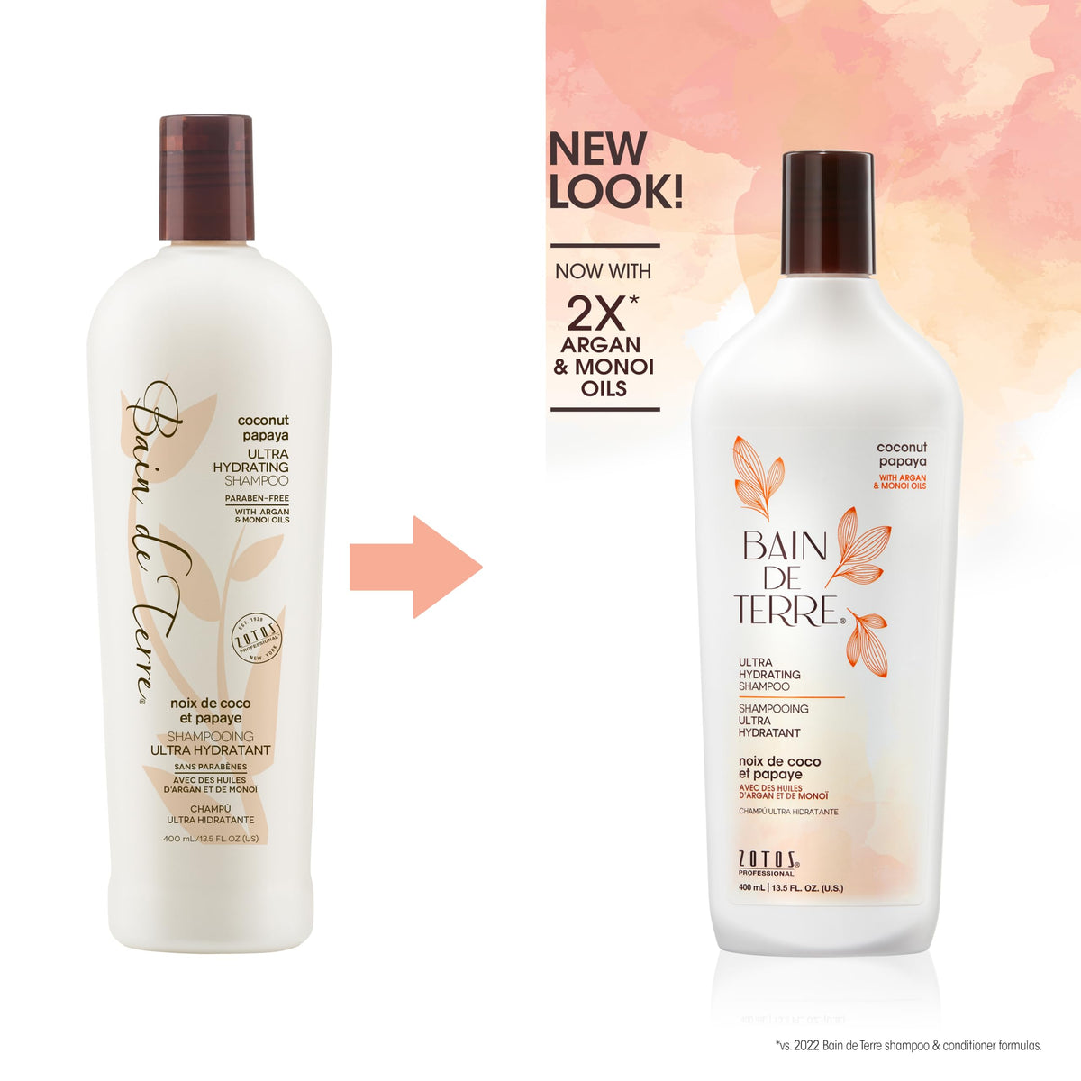 Bain de Terre Coconut Papaya Ultra Hydrating Shampoo, Moisture Quench for Dry, Damaged Hair, with Argan & Monoi Oils, Paraben-Free, Color-Safe Beauty & Personal Care Bain de Terre