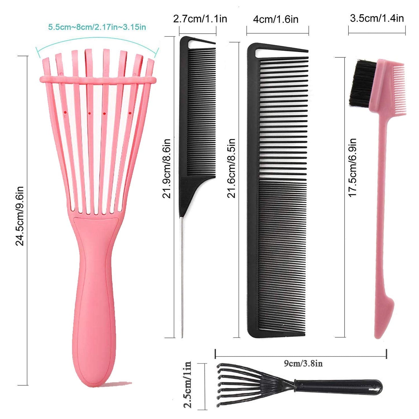 EZ Detangler Brush with Edge Brush, Rat Tail Combs Set for Natural, Curly, Wet/Dry, Black Hair, Flex Detangling Brush set for Hair Style and Cuting Beauty & Personal Care MISSUHUI