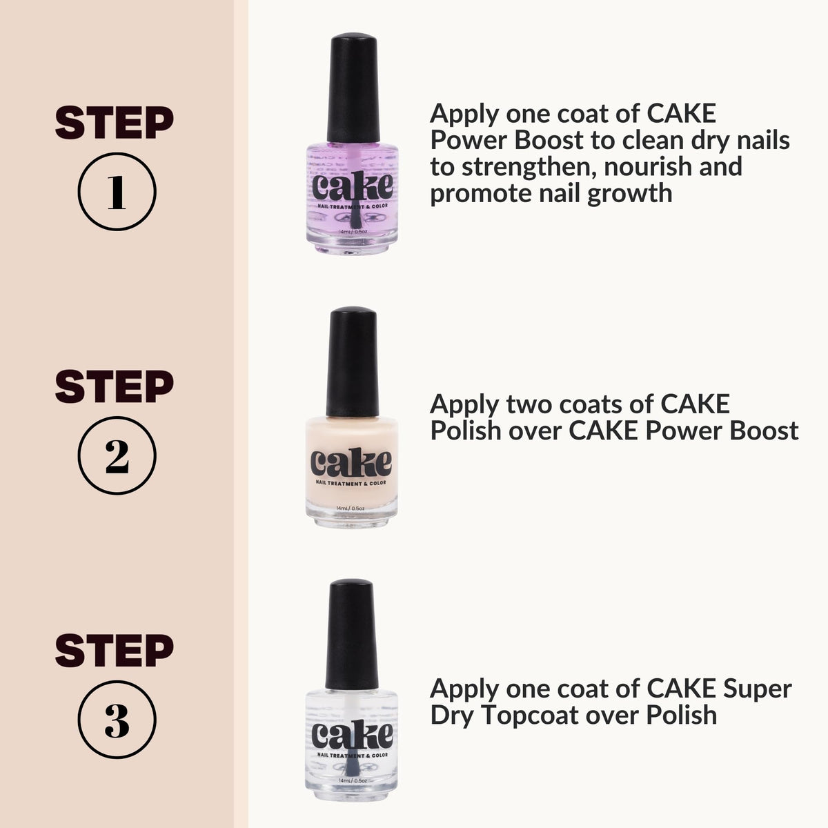 CAKE Non Toxic Fingernail Polish, Nail Strengthener and Growth, Nail Repair for Damaged Nails, Fingernail Polish, Natural Nail Polish Kit, Nail