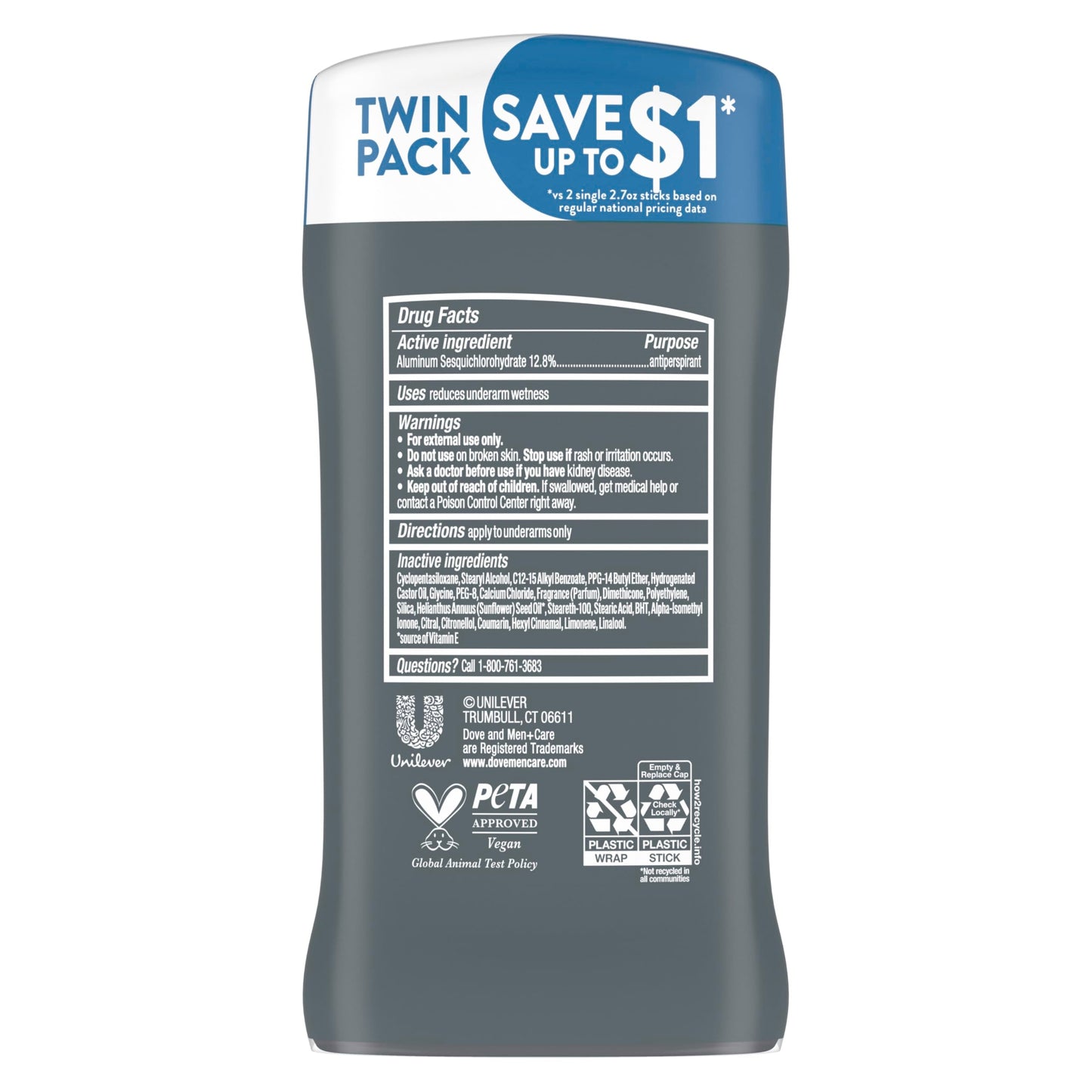 DOVE MEN + CARE Antiperspirant Deodorant Stick Clean Comfort Twin Pack 72-Hour Sweat & Odor Protection Antiperspirant for Men With 1/4 Moisturizing Beauty and Personal Care DOVE MEN + CARE