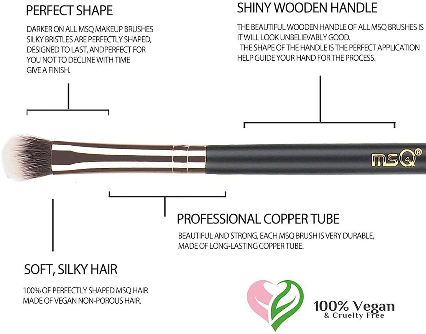 MSQ Eye Brush Set Rose Gold 6pcs Eyeshadow Set Eyebrow Brush Makeup Brushes Eyeliner Brush for Eyeshadow, Eyebrow, Eyeliner, Blending, Concealer, Best Beauty & Personal Care MSQ