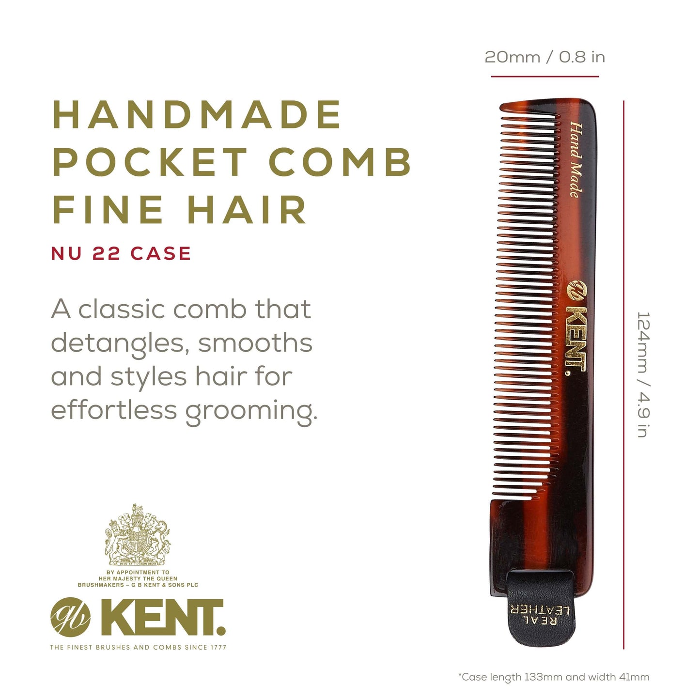 Kent NU22 Handmade All Fine Tooth Pocket Comb for Men, Women and Kids, Hair Comb Straightener for Everyday Grooming Styling Hair, Beard and Mustache Beauty and Personal Care KENT
