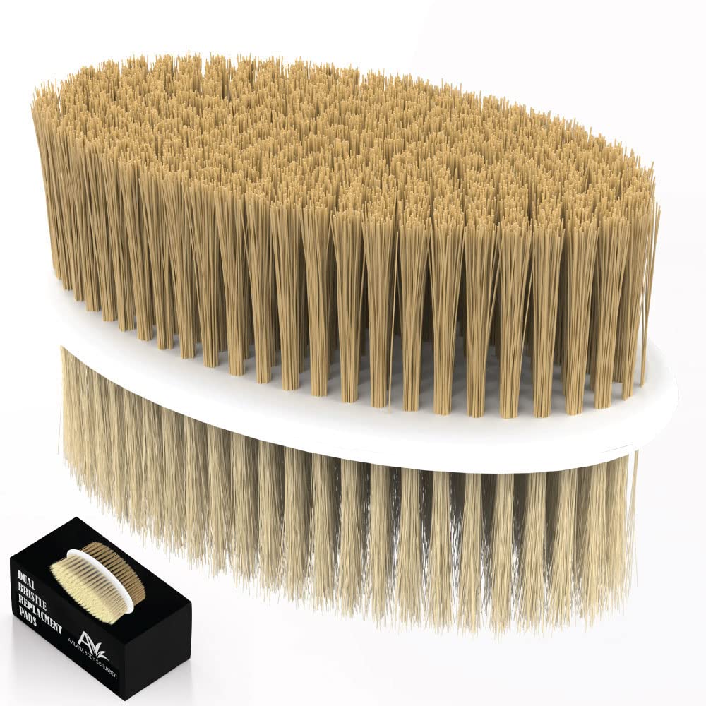 Avilana Soft and Stiff Replacement Pads-Replaceable and Interchangeable Pads for Shower Body Brush with Long 19 inch Curved Handle Back Brush Beauty & Personal Care Avilana